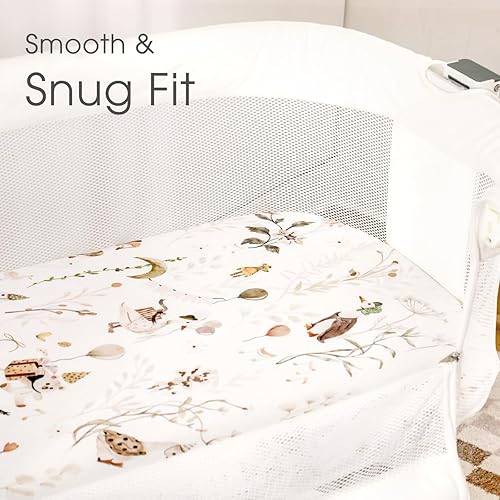 Miniatura 3 de Juego de 2 sábanas ajustables elásticas ultrasuaves para moisés, ajuste universal para cuna de bebé, colchón rectangular ovalado, seguro y cómodo,