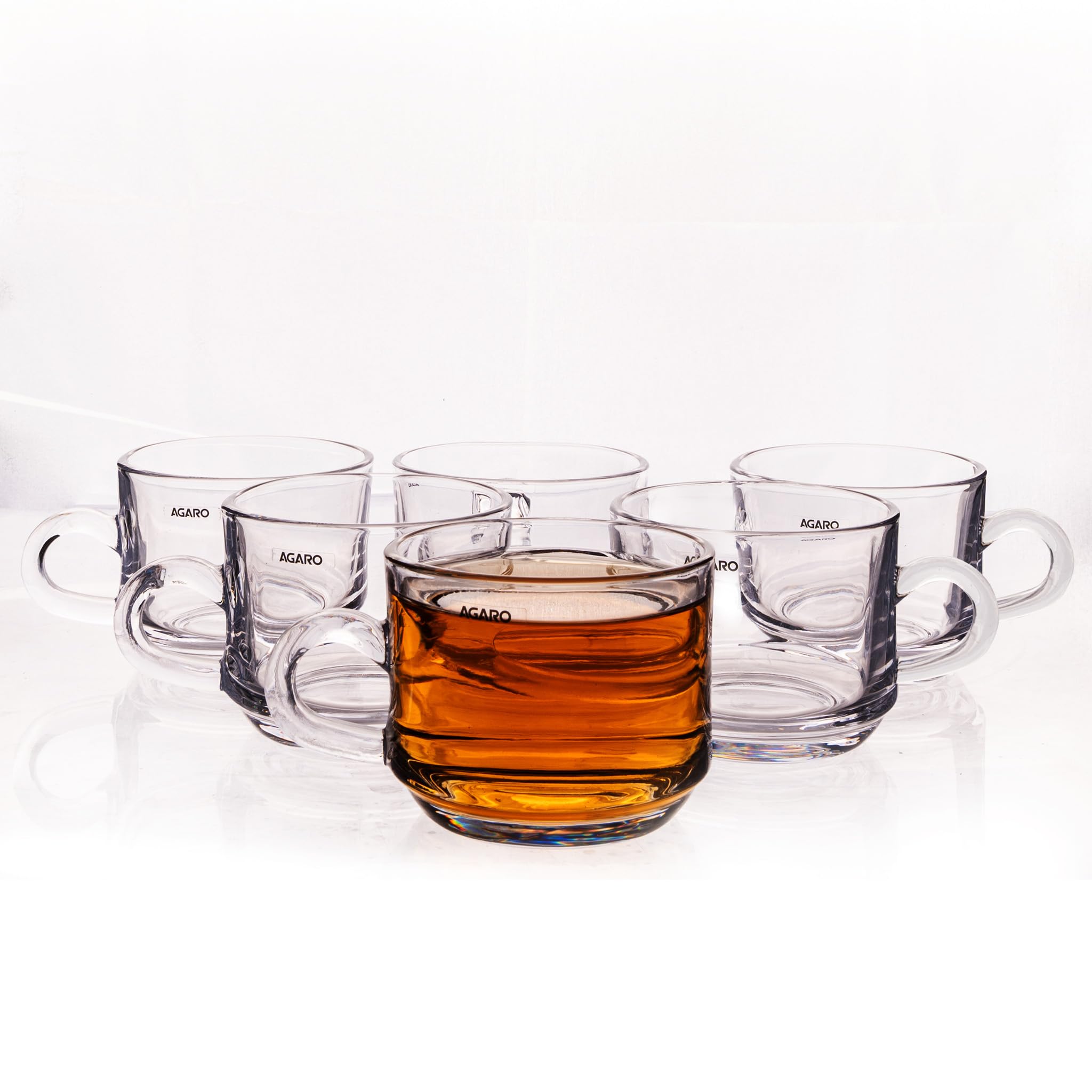 AGARO Elegant Glass Cup, 180ml, Set of 6, Crystal Clear Espresso Coffee Cup, Toughened Glass Wall with Handle, for Hot Coffee, Cappuccino, Milk, Latte, Green Tea & Black Tea-image-48
