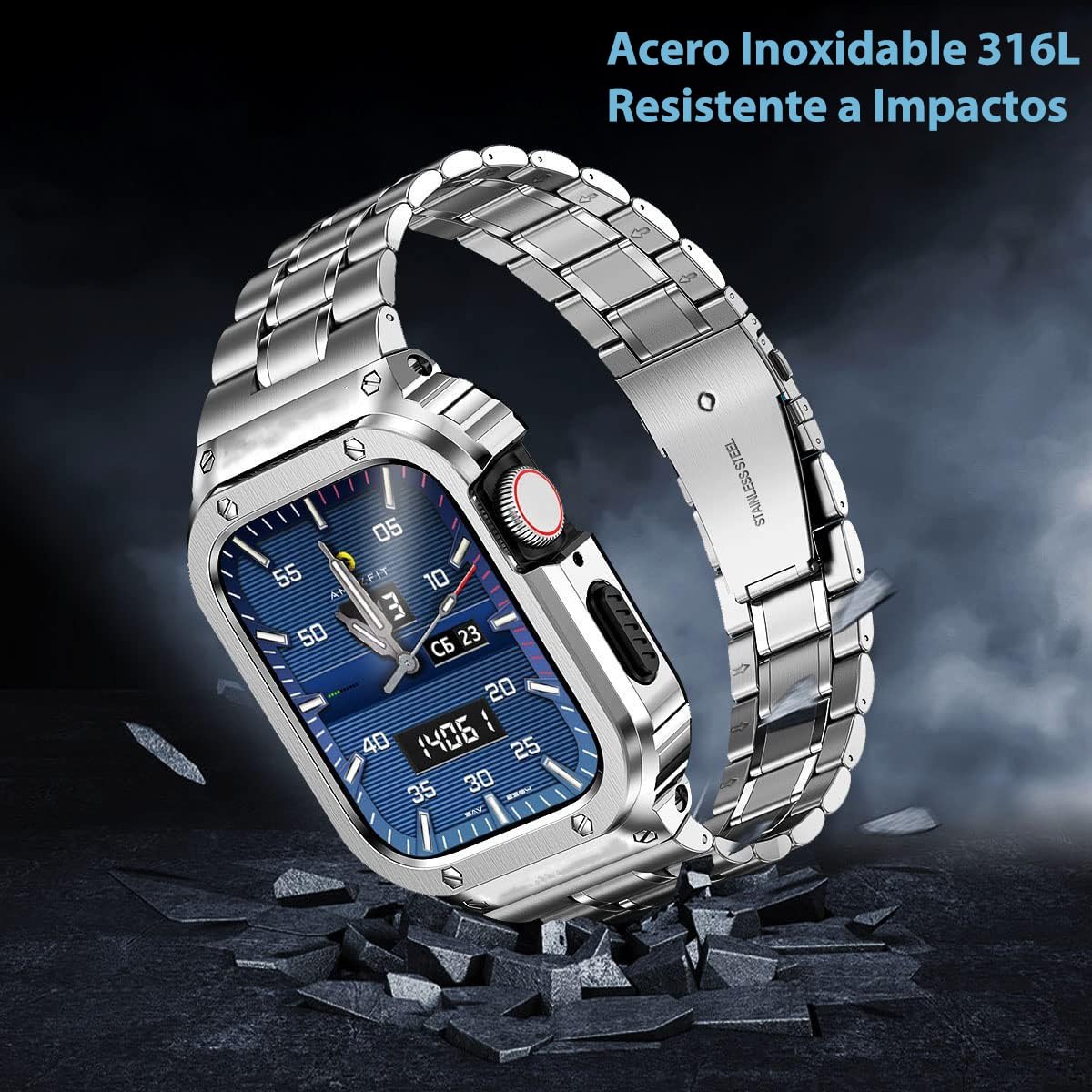 MioHHR Correas de Acero Inoxidable Compatible con Correa Apple Watch 40mm 38mm 41mm 42mm 44mm 45mm 46mm, Correa de Metal Duradera para iWatch Series 11 10 9 8 7 6 5 4 3 2 1 SE