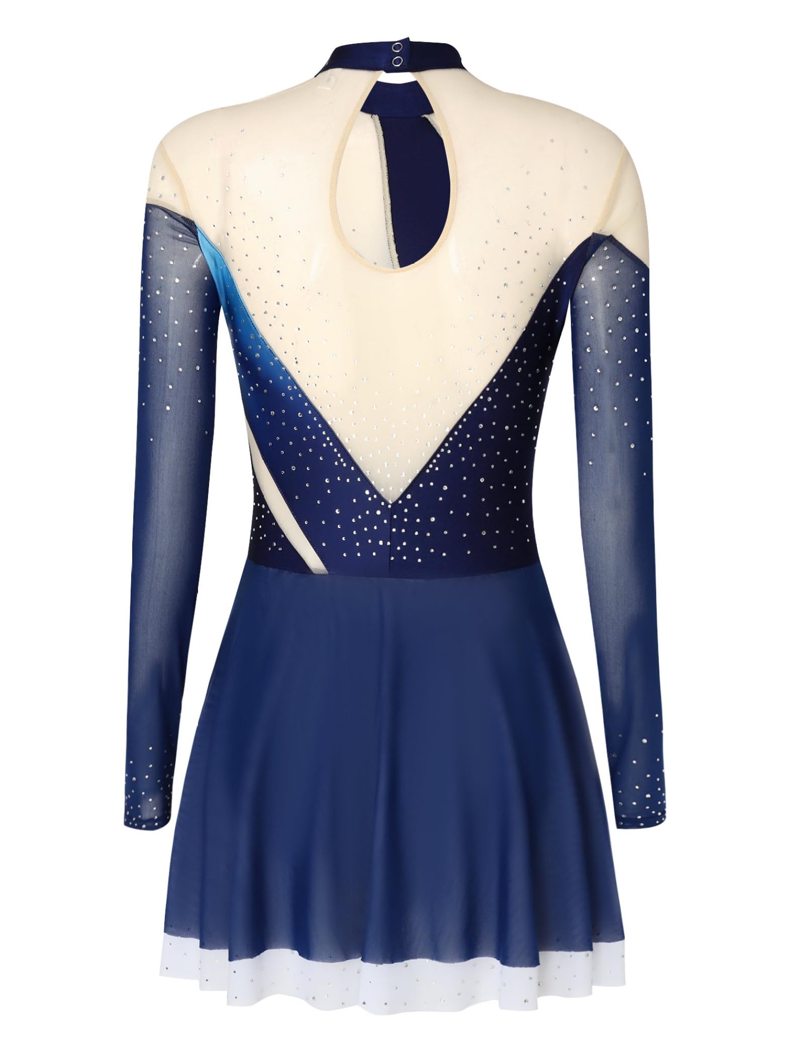 Eiskunstlauf Kleid Damen Glitzernde Kunstlaufkleider Mit Strass Lange Ärmel Eiskunstlauf Outfit Eistanz Gymnastikanzug Für Wettkampf Und Show