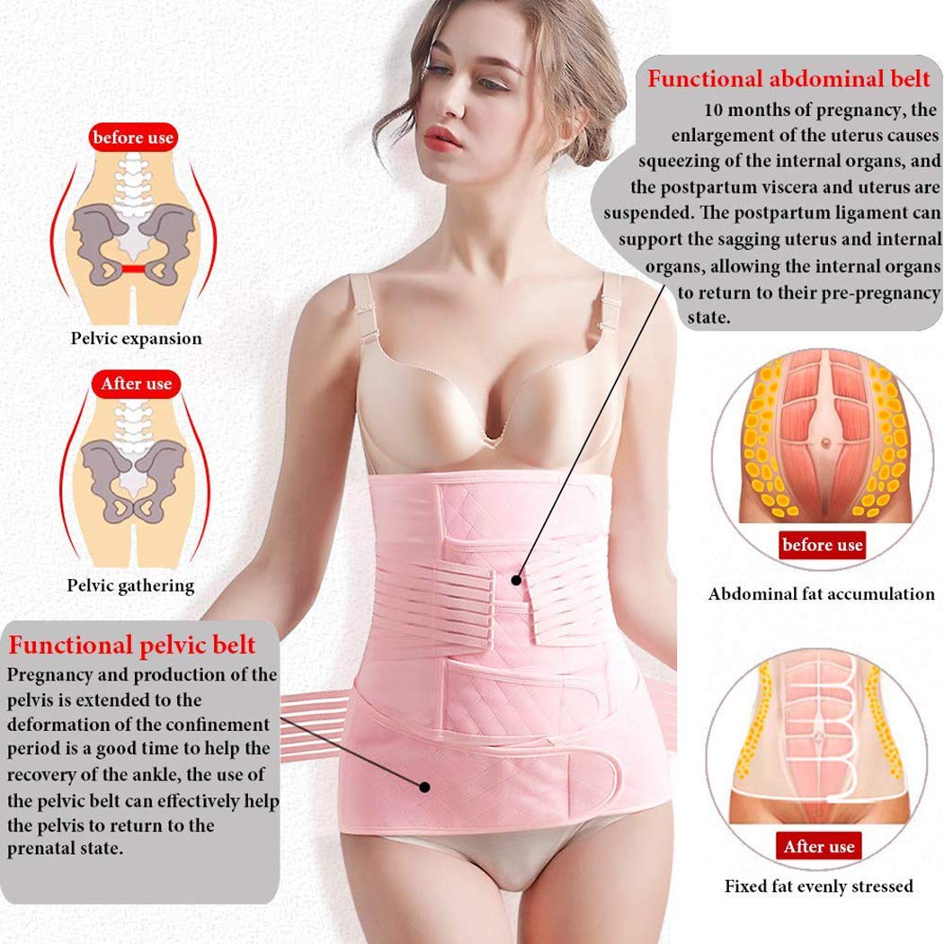 Fullgaden Upgrade Postpartum Belly Band Maternity Belt Pelvic Repair and Steel Bone Supports Relieve Back Pain，Women Shapewear, X-Large, Pink