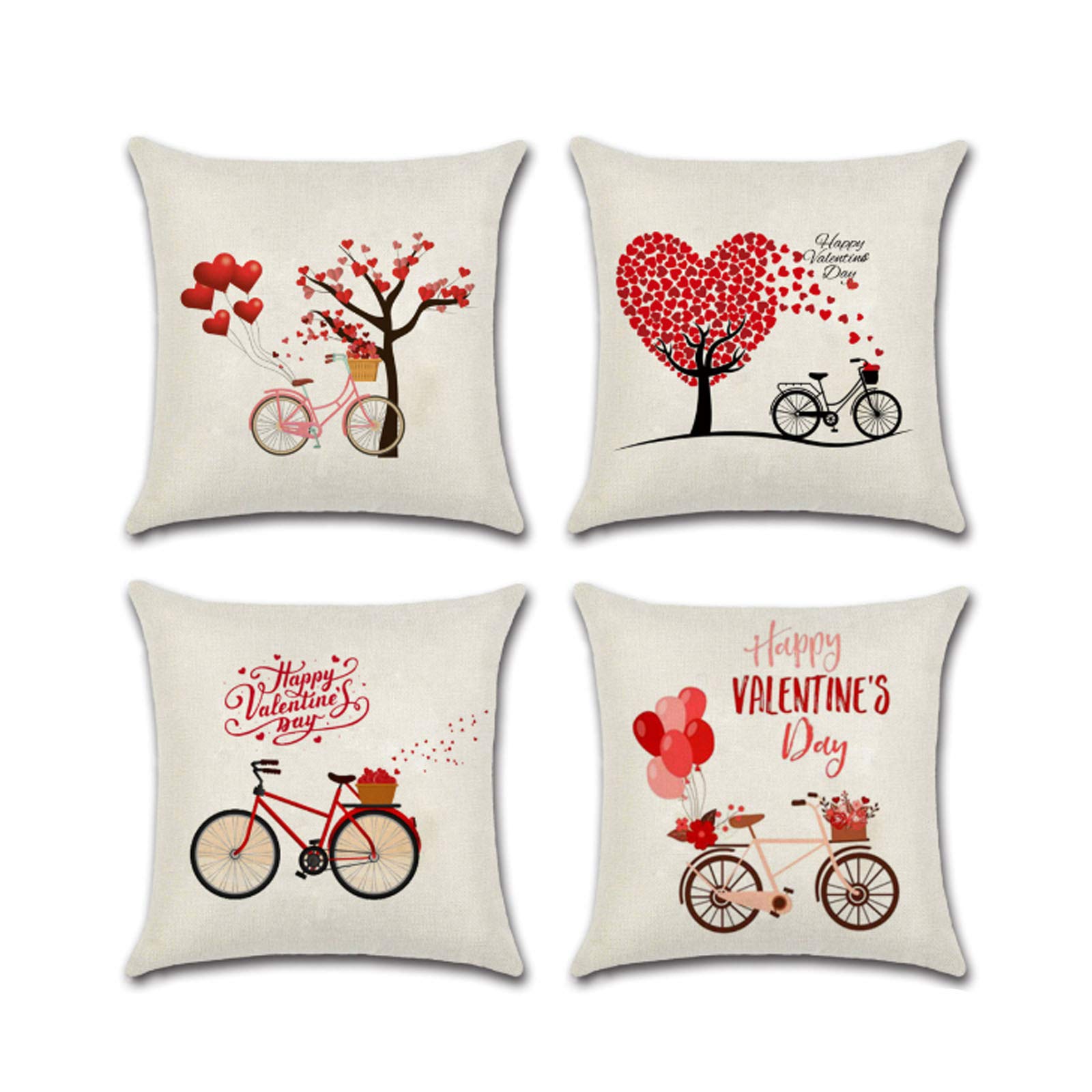 Décoration Saint-Valentin lot de 4 taies d'oreiller en cadeau
