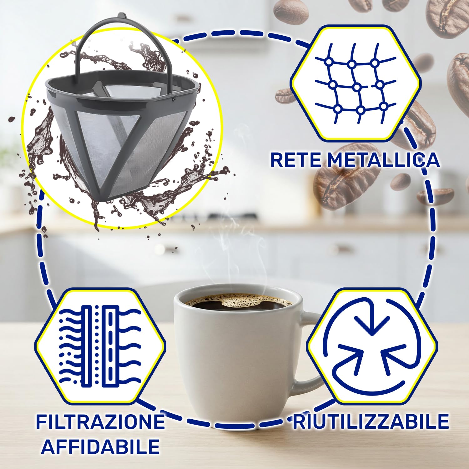 Filtro Caffe Permanente per Macchina Caffe Americano con Codice Originale 693410927 per Smeg DCF02 DCF01 - MONTERAL