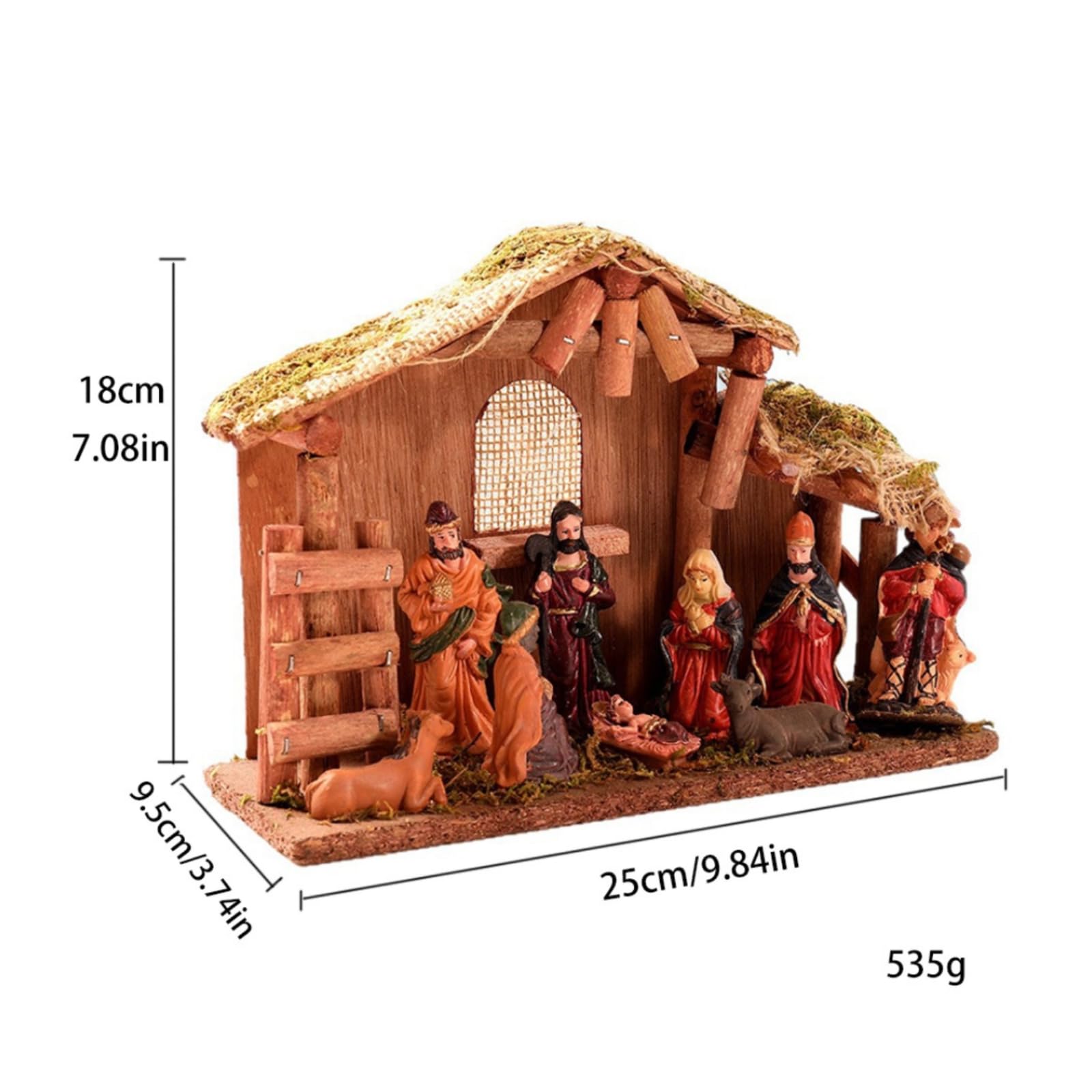 Crèche Noël Complet Crèche avec Étable Réaliste Scène la Nativité pour Familles, Cheminée, Style A