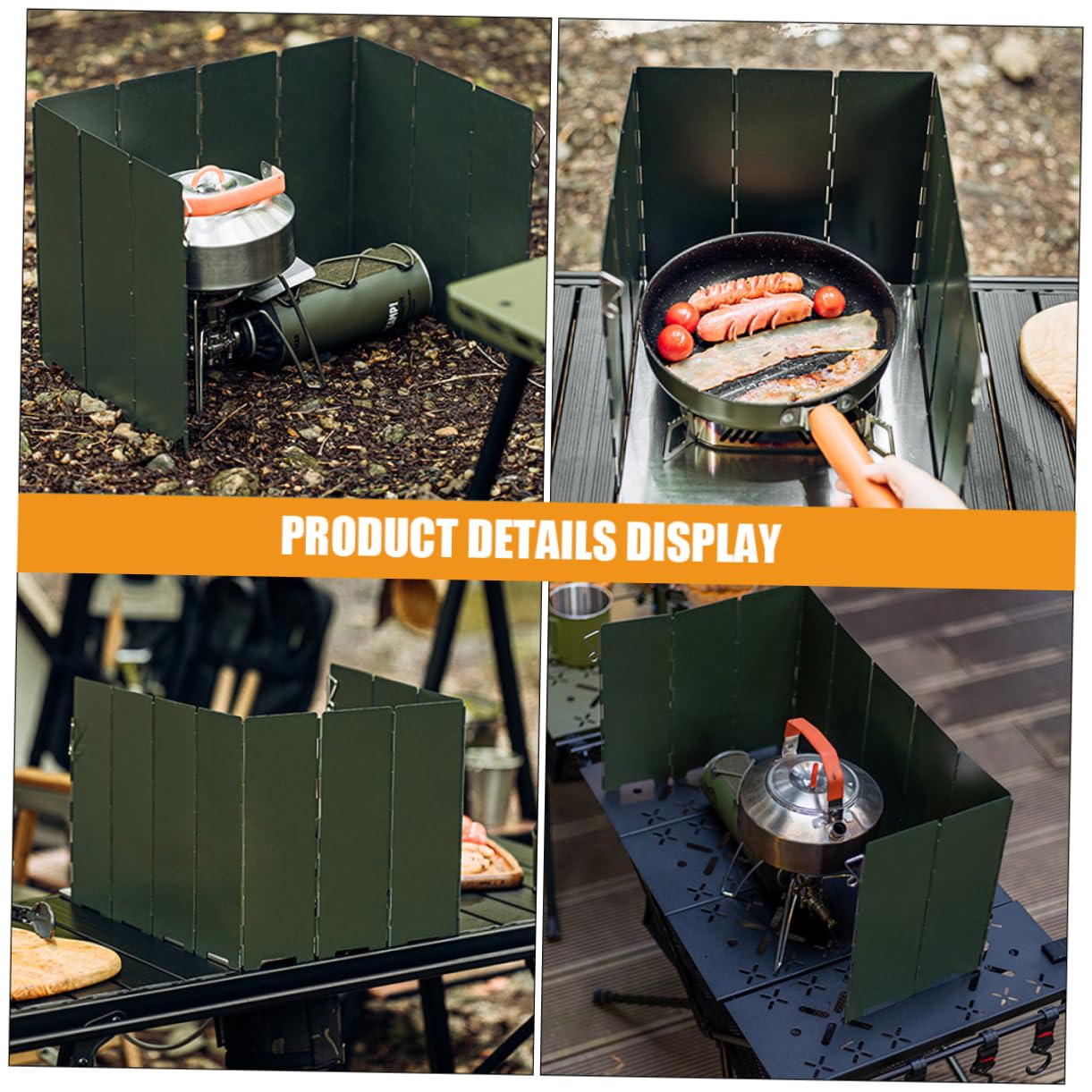 TOYANDONA Paravento Antivento Ferro in per da Fornello Pieghevole Campeggio Portatile Verde Cucina All'aperto