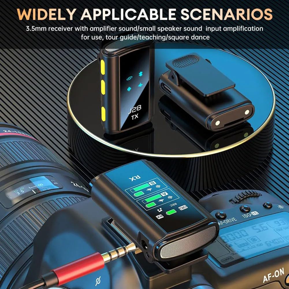 Micrófono Lavalier Inalámbrico Micrófono Estéreo con Reducción de Ruido Dual y Estuche de Carga para Cámara, Teléfono Inteligente, Transmisión en