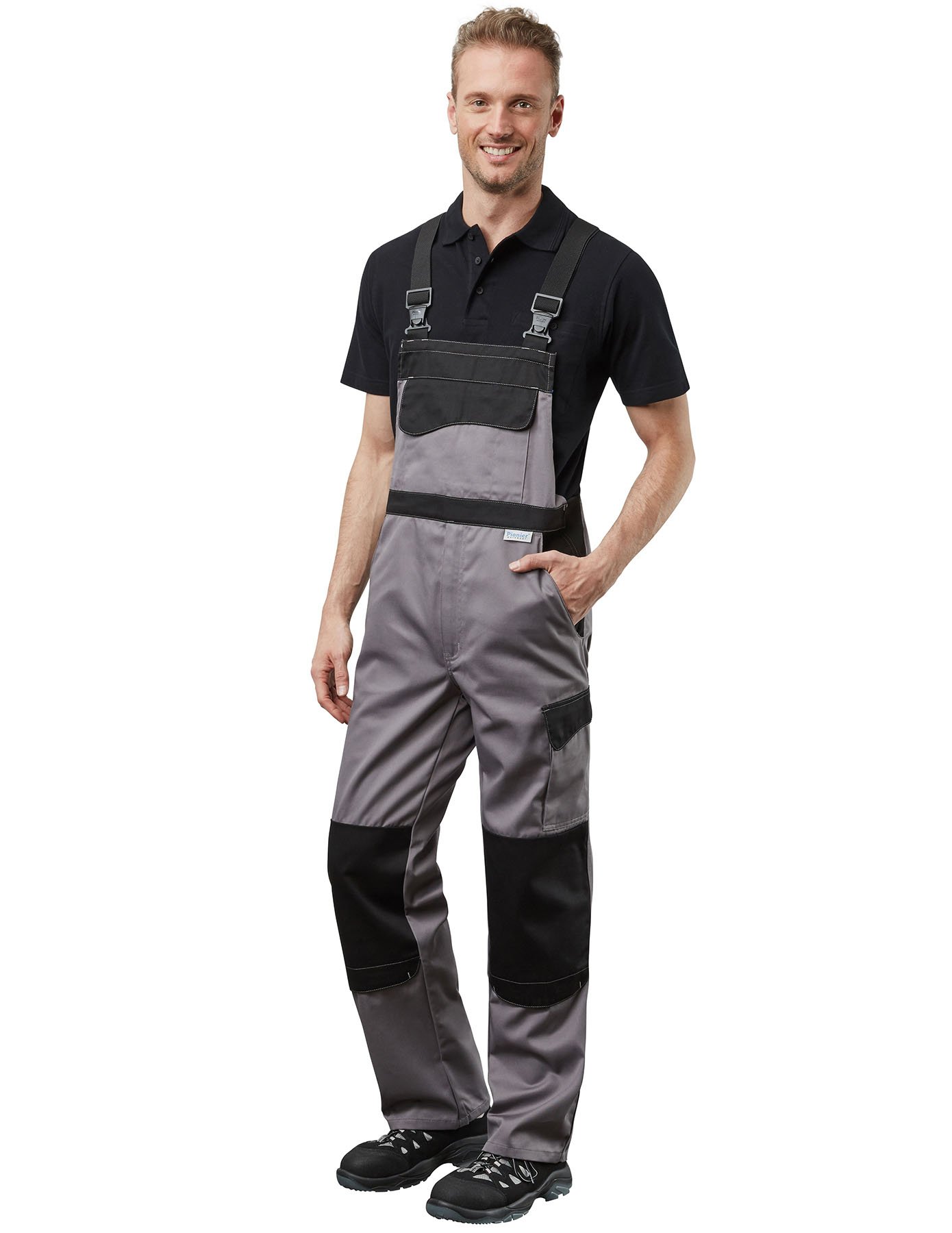 Pionier 3043 – 46 – Pantalón de peto Color Wave tamaño, Gris/Negro, 46