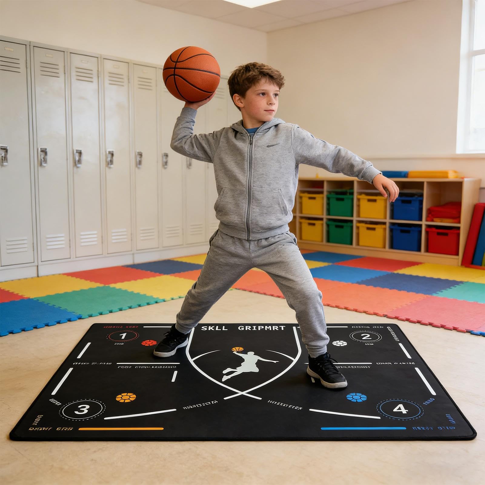 Basketballmatten für Training, leise, tragbare Trainingspad, Basketball-Dribbling-Hilfe, Agility-Trainer, für Dribbling, Sprungkraft, Fußschritt, Übung, Entwicklung