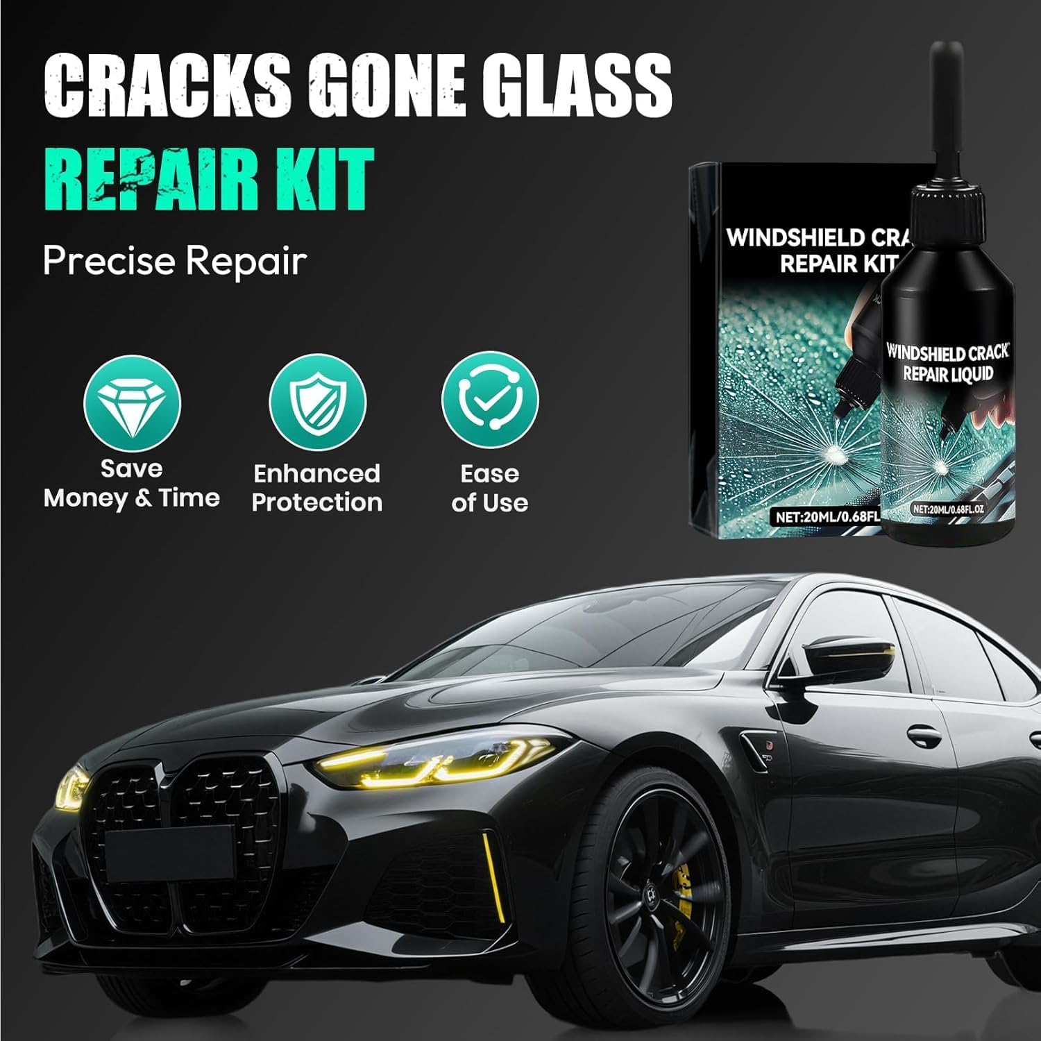 Windshield Chip Repair Kit, 2026 Upgrade Car Windshield Crack Repair Kit, Automotive Glass Repair Liquid Windshield Window Repair Kit for Chips and Cracks (1)
