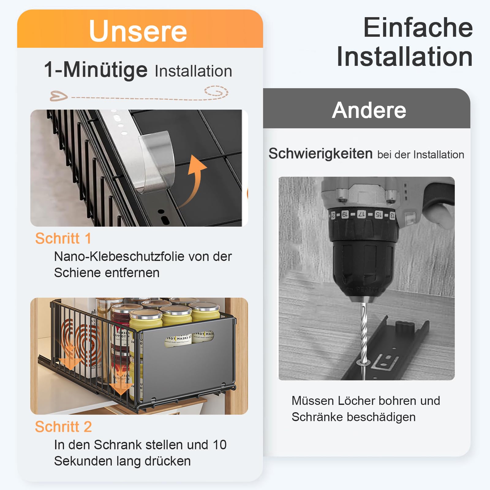 IVTUVTI Opvouwbare uittrekbare kastorganizer, 4 stuks, uittrekbare ladeplankopslag, keukenkast, binnenlade, organizer, uittrekbaar, voor eetkamer en badkamer (4 Small