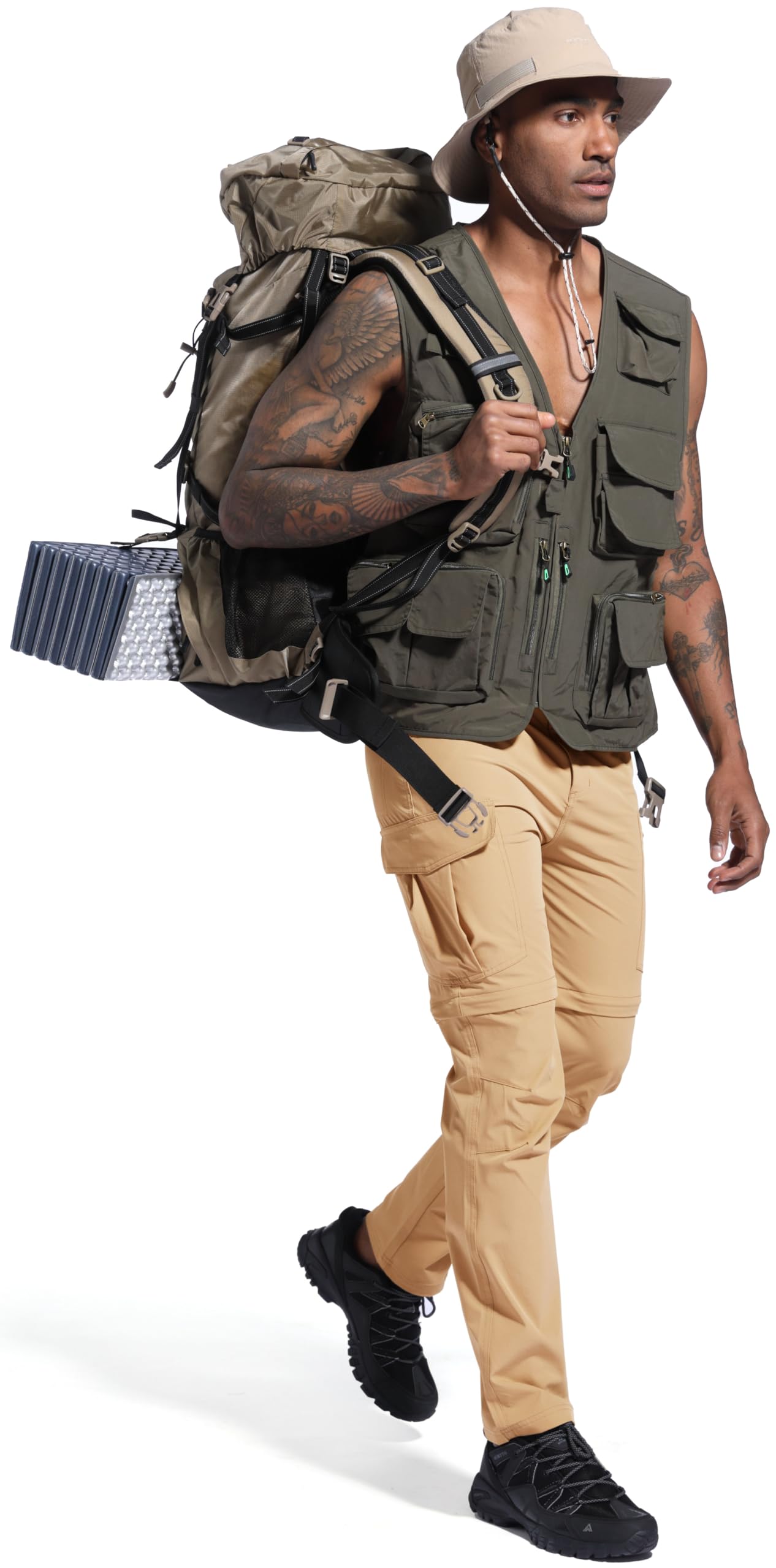 Pantalones de senderismo ligeros para hombre, con cremallera, convertibles, de secado rápido, para pesca, camping, viajes, safari, al aire libre