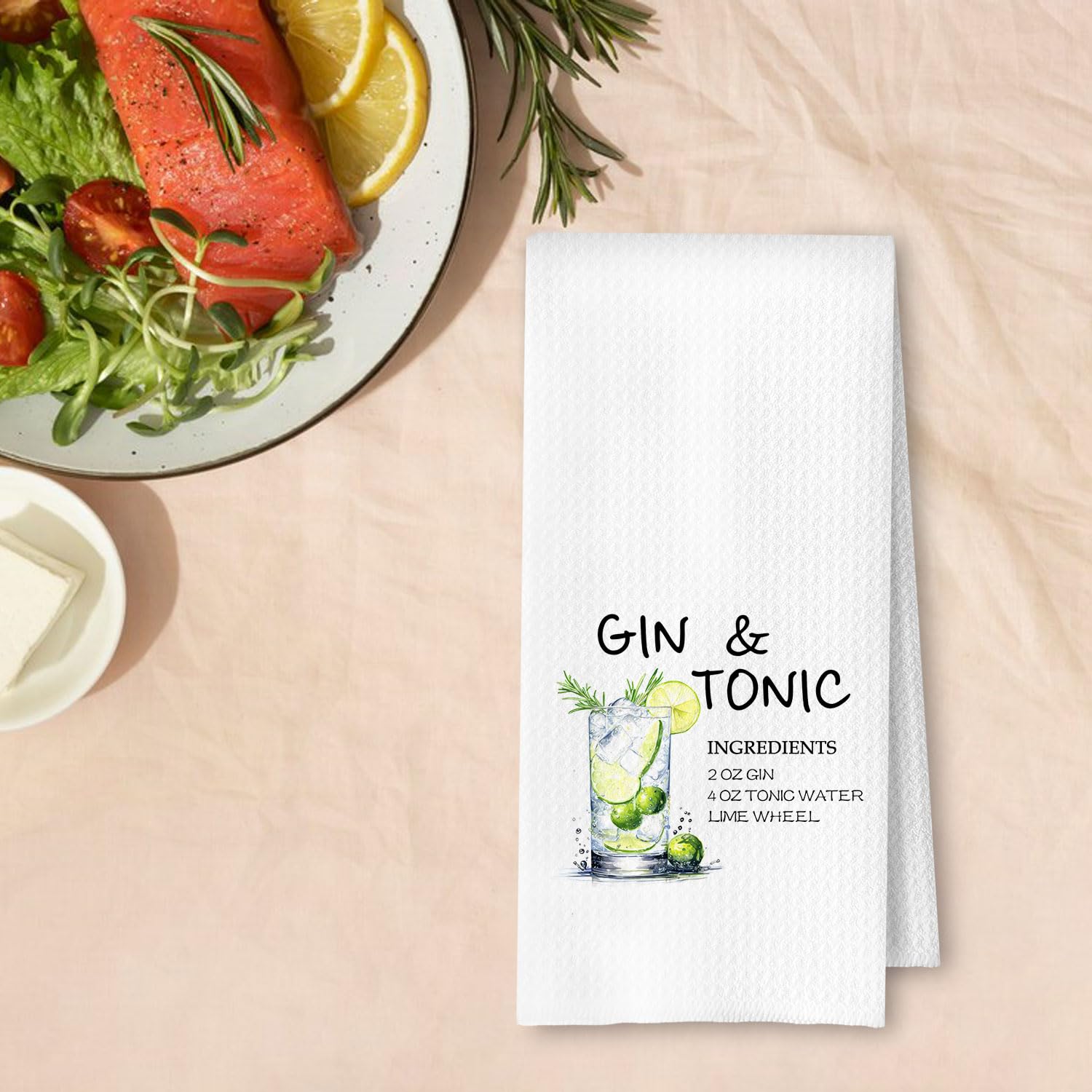 Gin and Tonic Gifts Kitchen Towels, Cocktail Themed Gifts Dish Tea Bar Towel for Kitchen Bar Cart Decor, Gift for Alcohol Lovers Decorative Hand Towels, 16x24 Inches