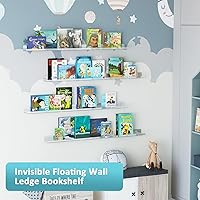 Vista 7 de Albumgit Paquete de 2 estantes acrílicos para almacenamiento en la pared, estante flotante transparente autoadhesivo de 15 pulgadas para figuras