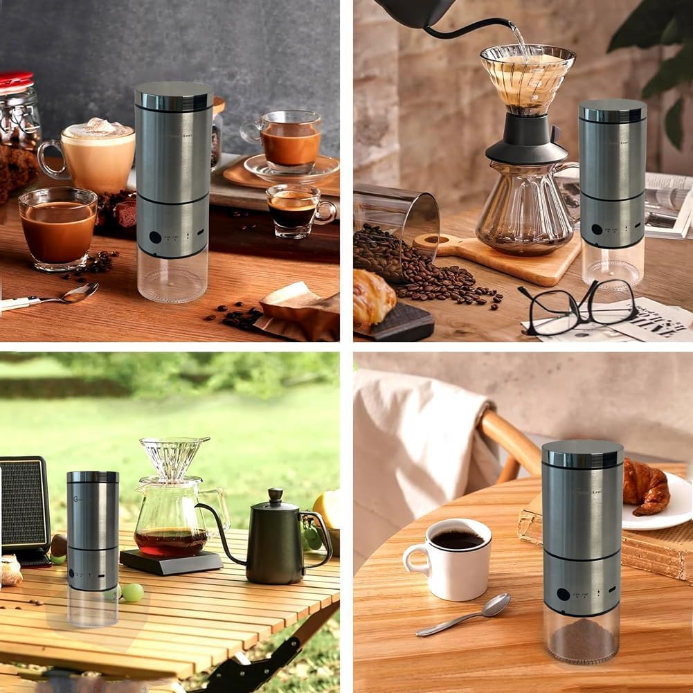 Portable Electric Coffee Bean Grinder,Adjustable Coffee Powder Coarseness, Ball-Type Gear Adjustment, Large Coffee Bean Chamber, Small Size For Travel, Ground Continuously For 30 Minutes