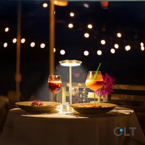 Miniatura 6 de Lámparas de mesa inalámbricas recargables, lámpara portátil que funciona con pilas, luz de mesa LED de atenuación continua de 3 colores con función