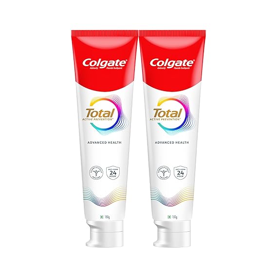 Colgate Total 300gm (2 x 150gm) Advanced Health Anti-Germ Toothpaste, Tooth Paste with 12-Hour Anti-Germ Protection, Whole Mouth Health (Combo Pack Offer)