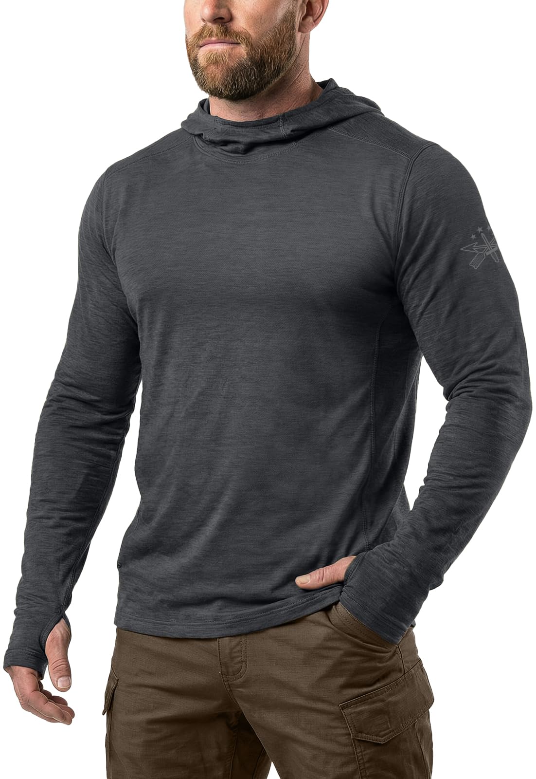 CQR Men's UPF 50+ Sun Protection Long Sleeve Quick Dry Athletic Shirts, Stretch Running Workout Hiking T-Shirts