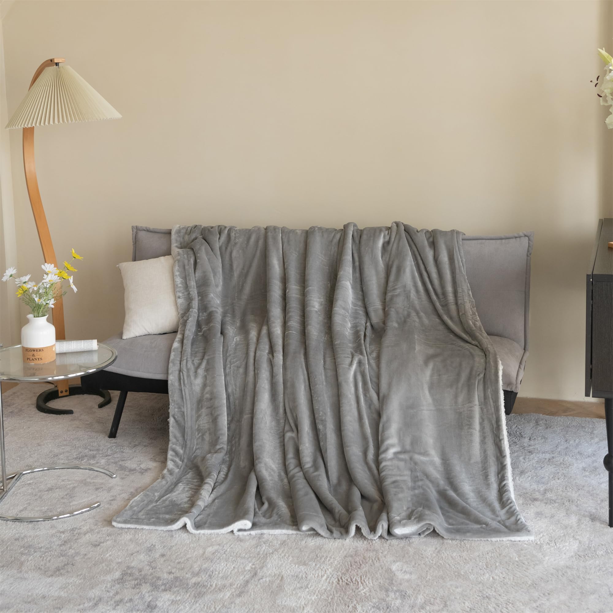 Good Nite Couverture Polaire Moelleuse et Douce, pour canapé, Couvre-lit, Voyage, Lavable en Machine, très Grand lit, 200 x 230 cm, Gris