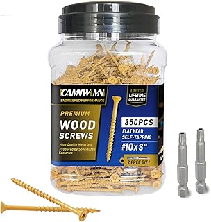 Deck Screws #10 x 3, 5lb, 350 PCS, Wood Screws 3 Inch, Epoxy Coated, Rust Resistant Exterior Screws, Torx Drive Head, T25 Star Bit Included, Tan Outdoor Decking Screw for Wood Fence.