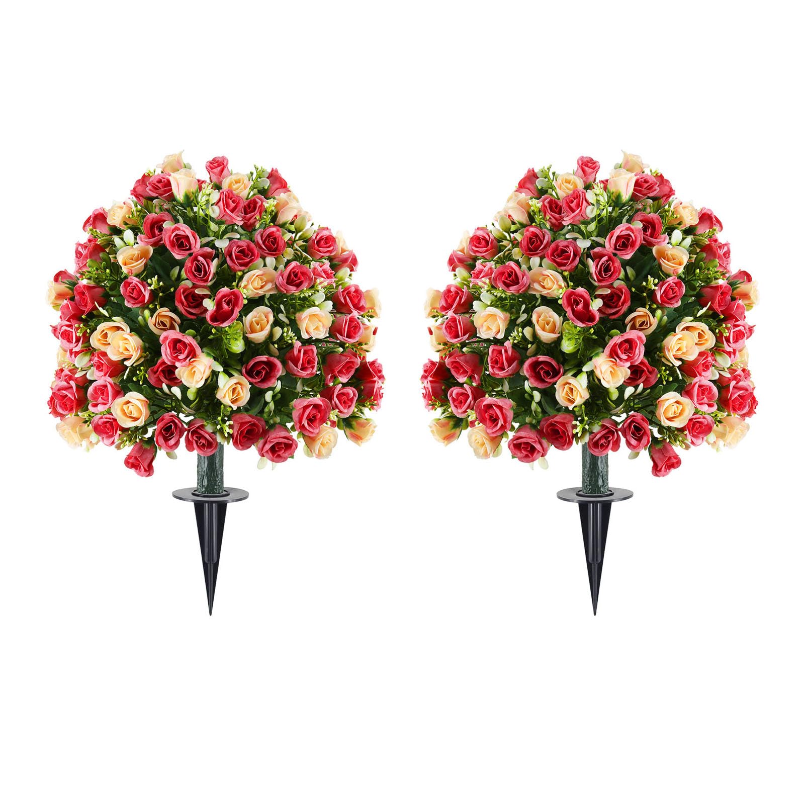 Generic Sztuczna Róża Topiary Zestaw Drzewek Kulistych 2 szt. Eleganckie Sztuczne Kwiaty do Ogrodu na Zewnątrz 23,6 Cala Plastik (Kamea Brązowa)
