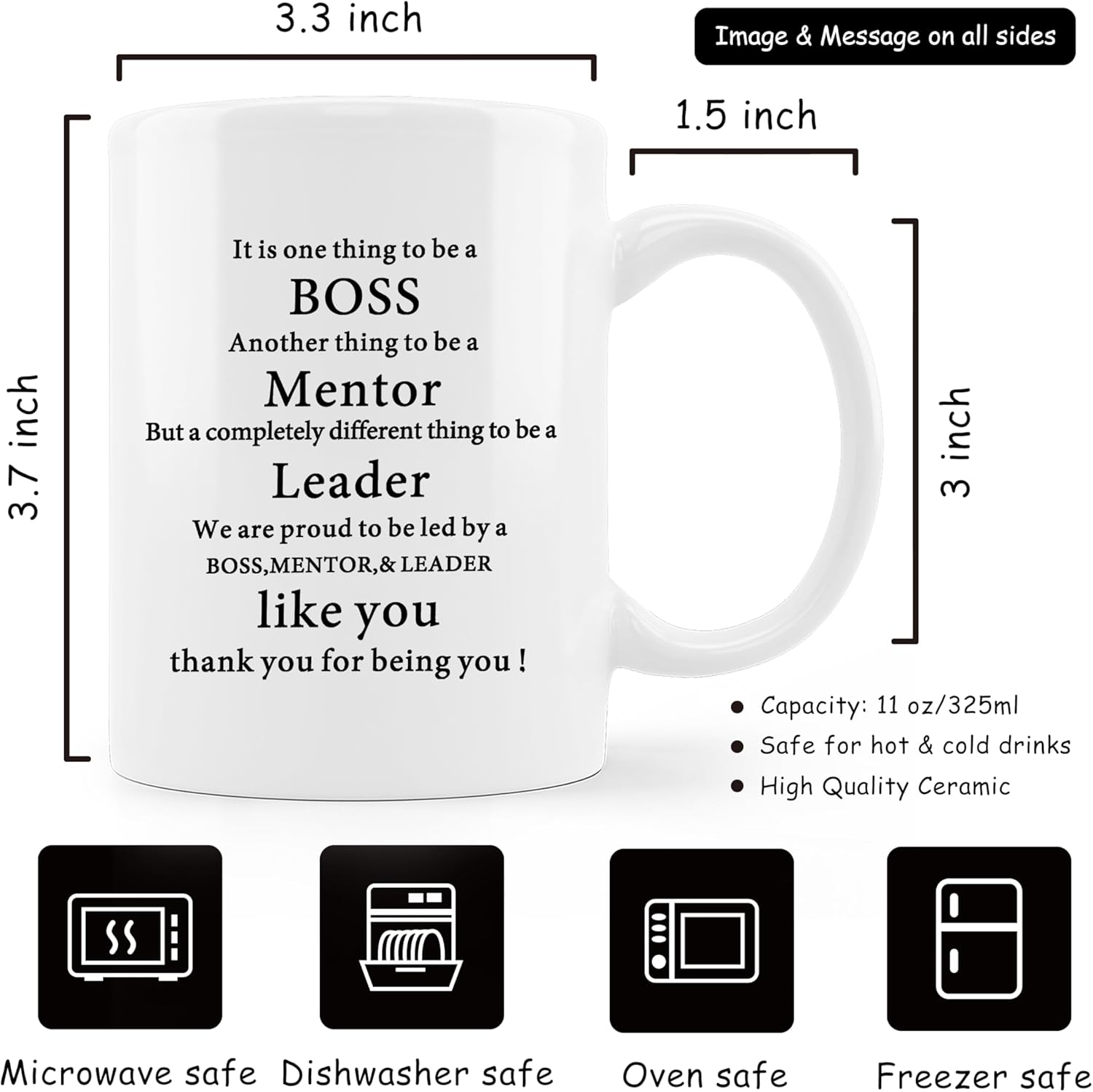 Gifts for Boss Mug, Office Coffee Cup Ceramic, Bosses Day Mentor Leader Appreciation Gifts for Women Men, Ceramic Coffee Tea Mug 11 oz - Image 6