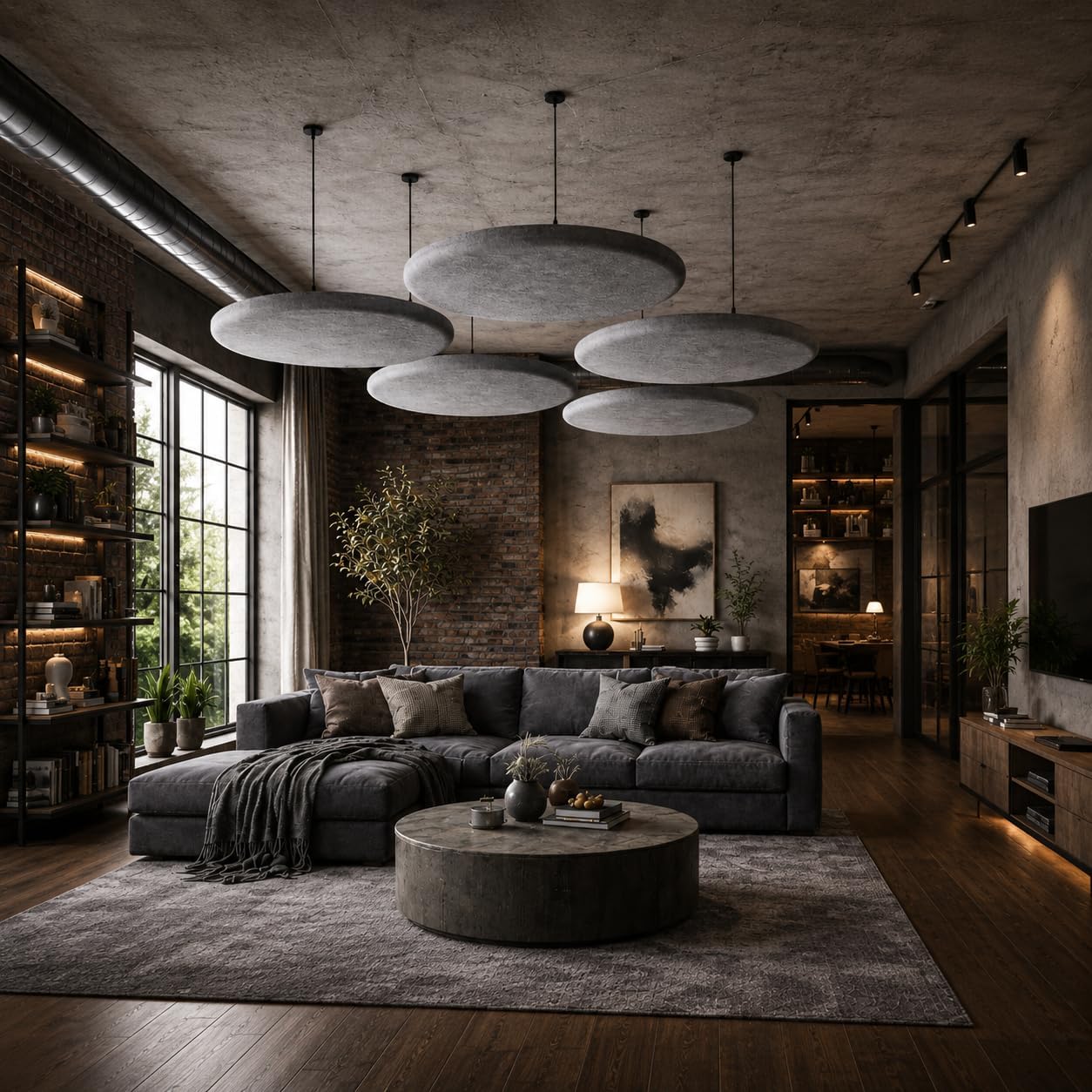 Round Fabric Upholstered Ceiling Acoustic Panel