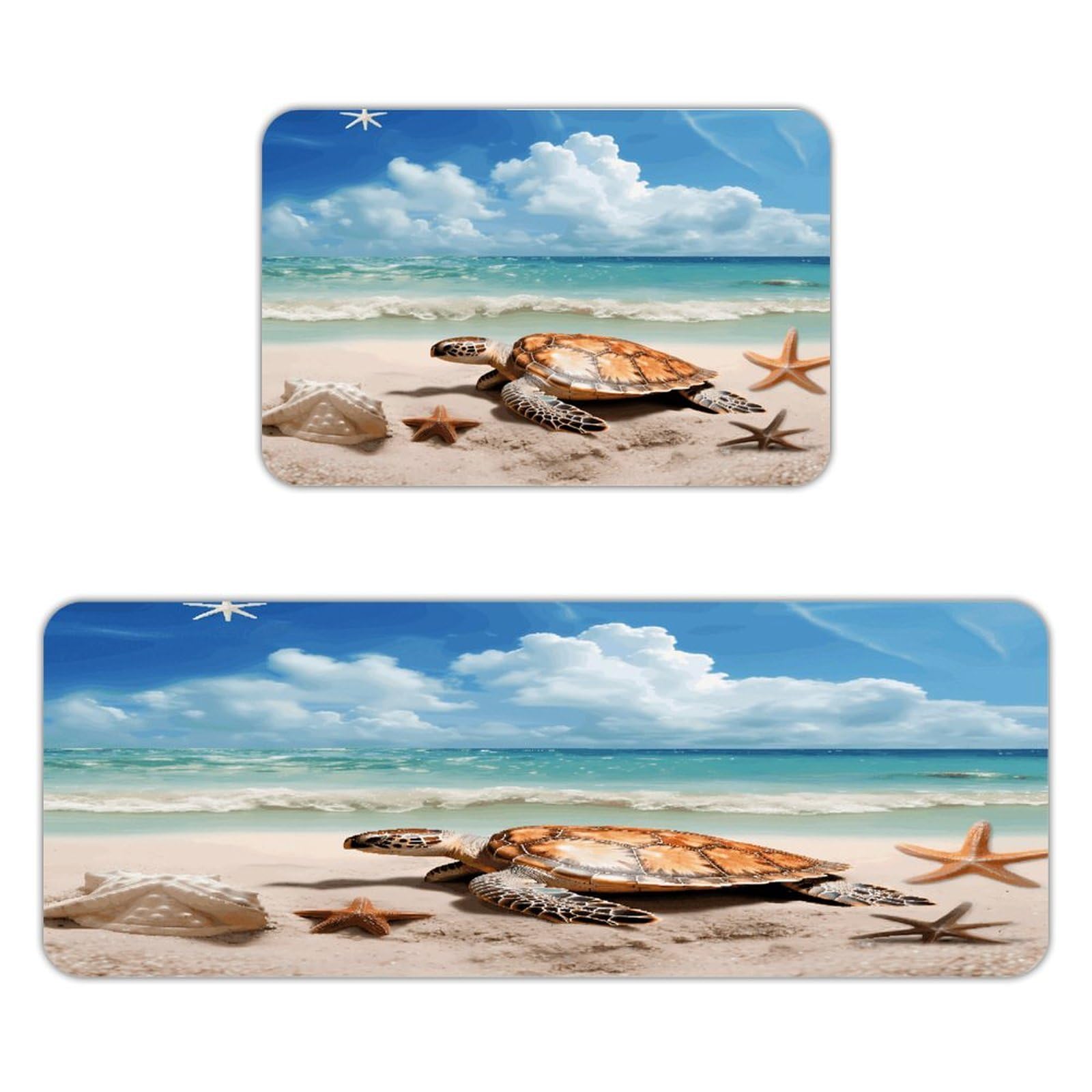 Alfombrillas de cocina de tortuga marina para un hogar cómodo y decorado
