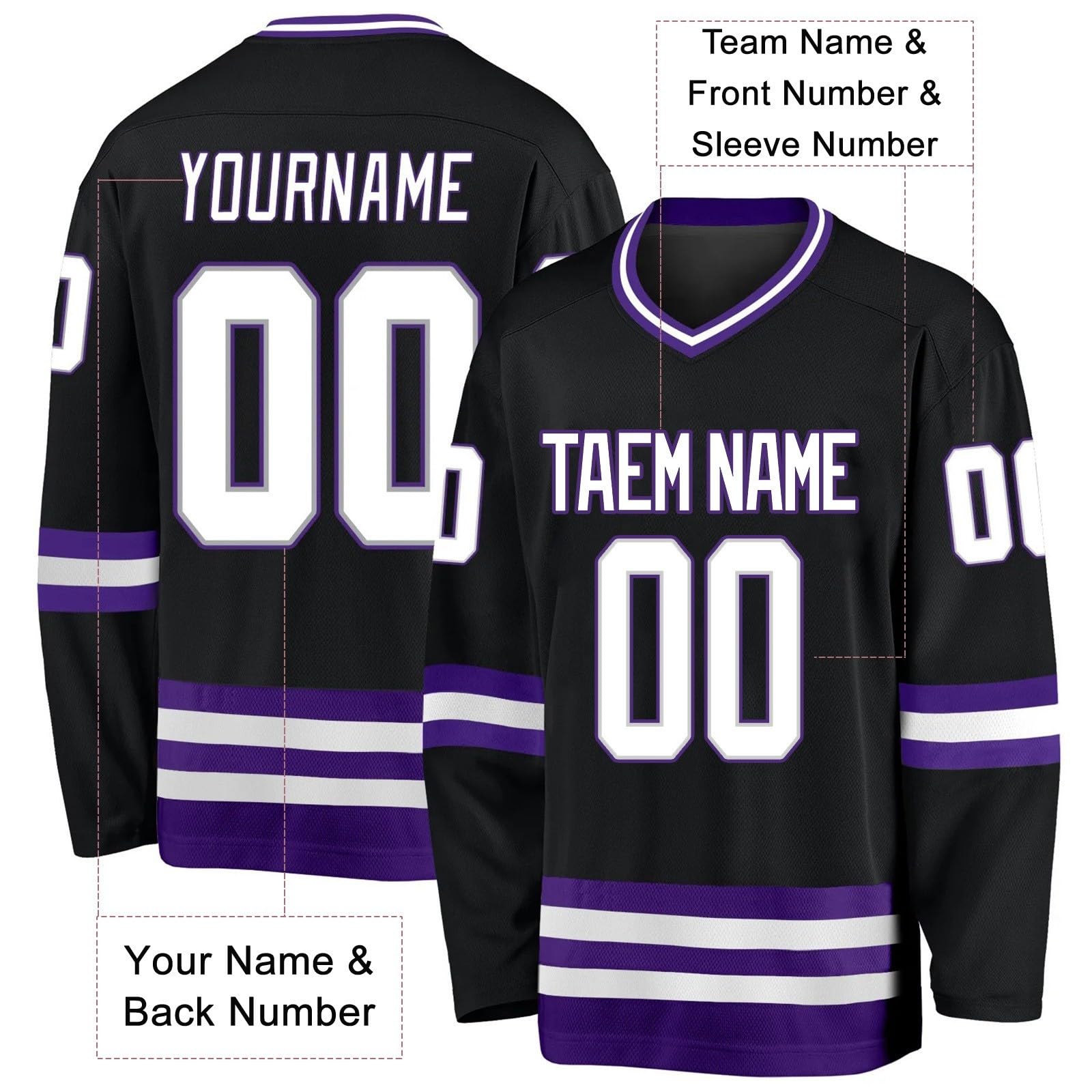 Maillot de Hockey personnalisé avec nom numéro équipe Cadeaux Enfants Adultes Style 3