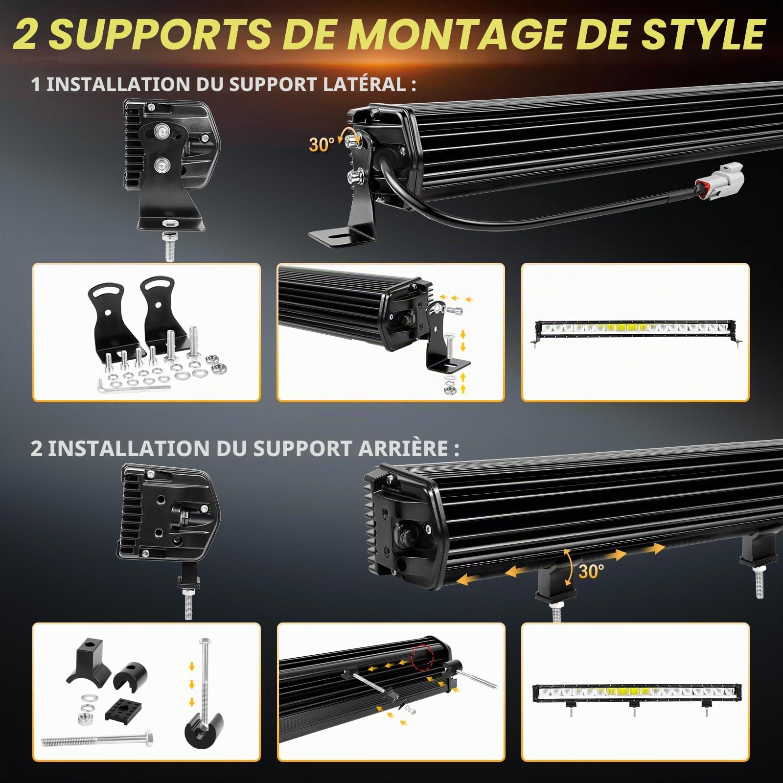 RIGIDON 34 Pouces 87 cm 120W 12000lm Barre de LED 4x4 avec 12V Faisceau kit