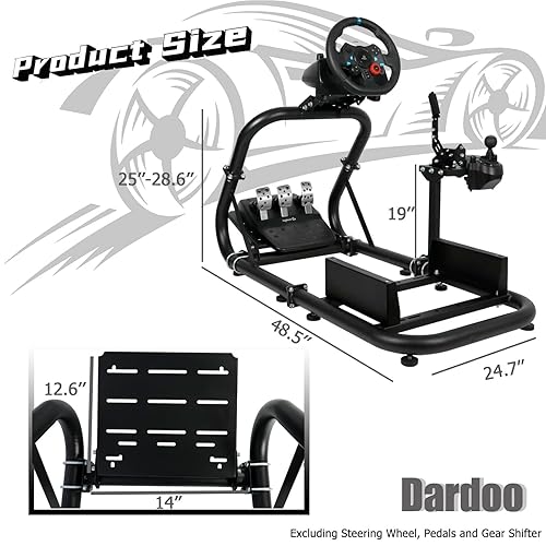 Miniatura 5 de Dardoo G923 Racing Simulator Cockpit Frame Fit for LogitechThrustmasterFanatec G27 G920 G923 G29 T300 T500,Adjustable Driving Wheel Stand, Not