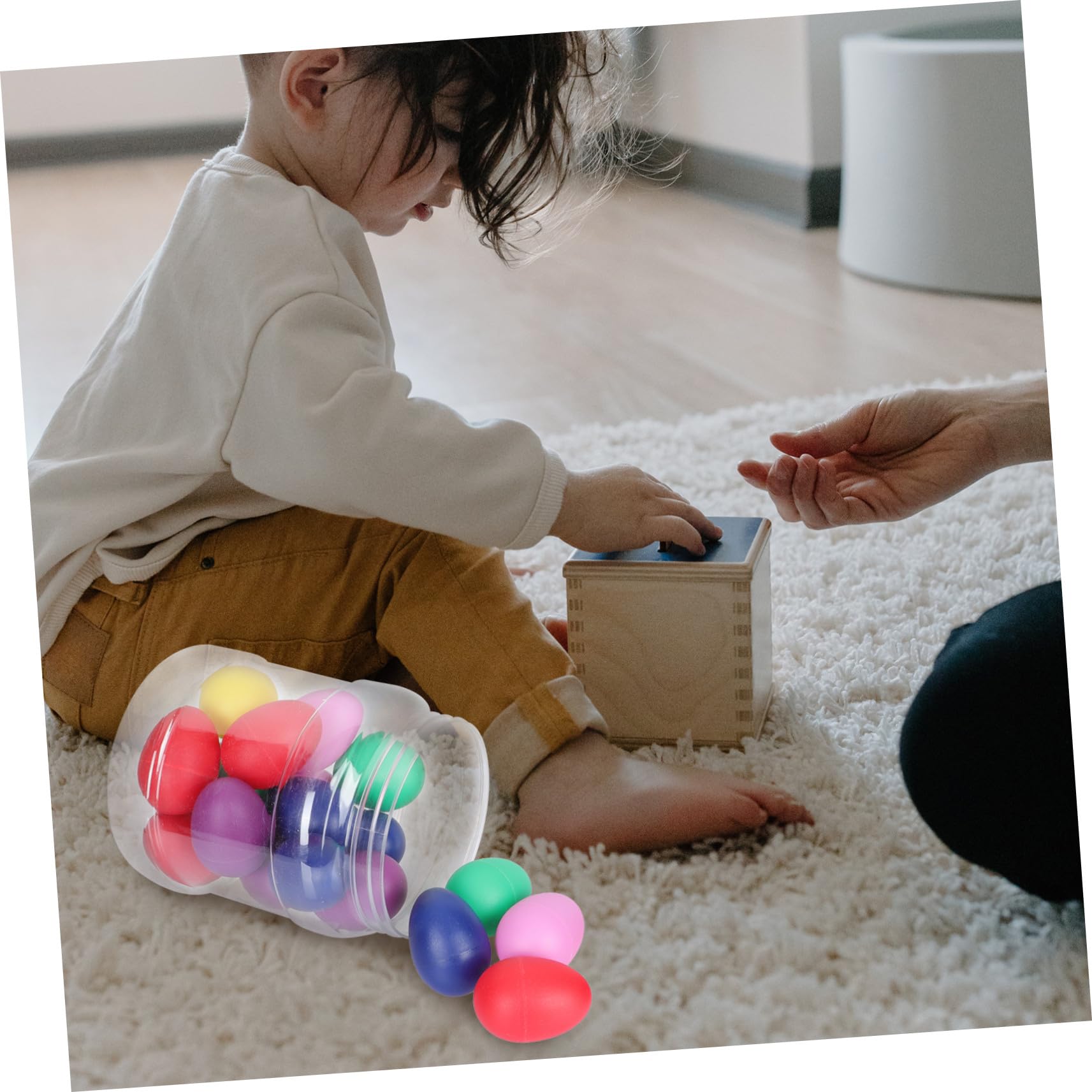 SUPVOX 20 Uova Musicali Maracas in Plastica Strumenti Musicali Percussioni per Ragazzo Ragazza Superficie Liscia Portatile Educazione Precoce e Festa Colore Casuale