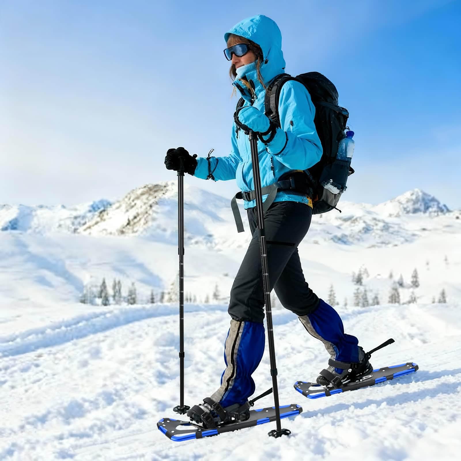 Genérico Raquetas de Nieve 3 en 1 Azul y Negro 30 Pulgadas,Deportes,Actividades al Aire Libre,Actividades y Deportes de Invierno,Caminar con Raquetas de Nieve,Raquetas de Nieve,42021434