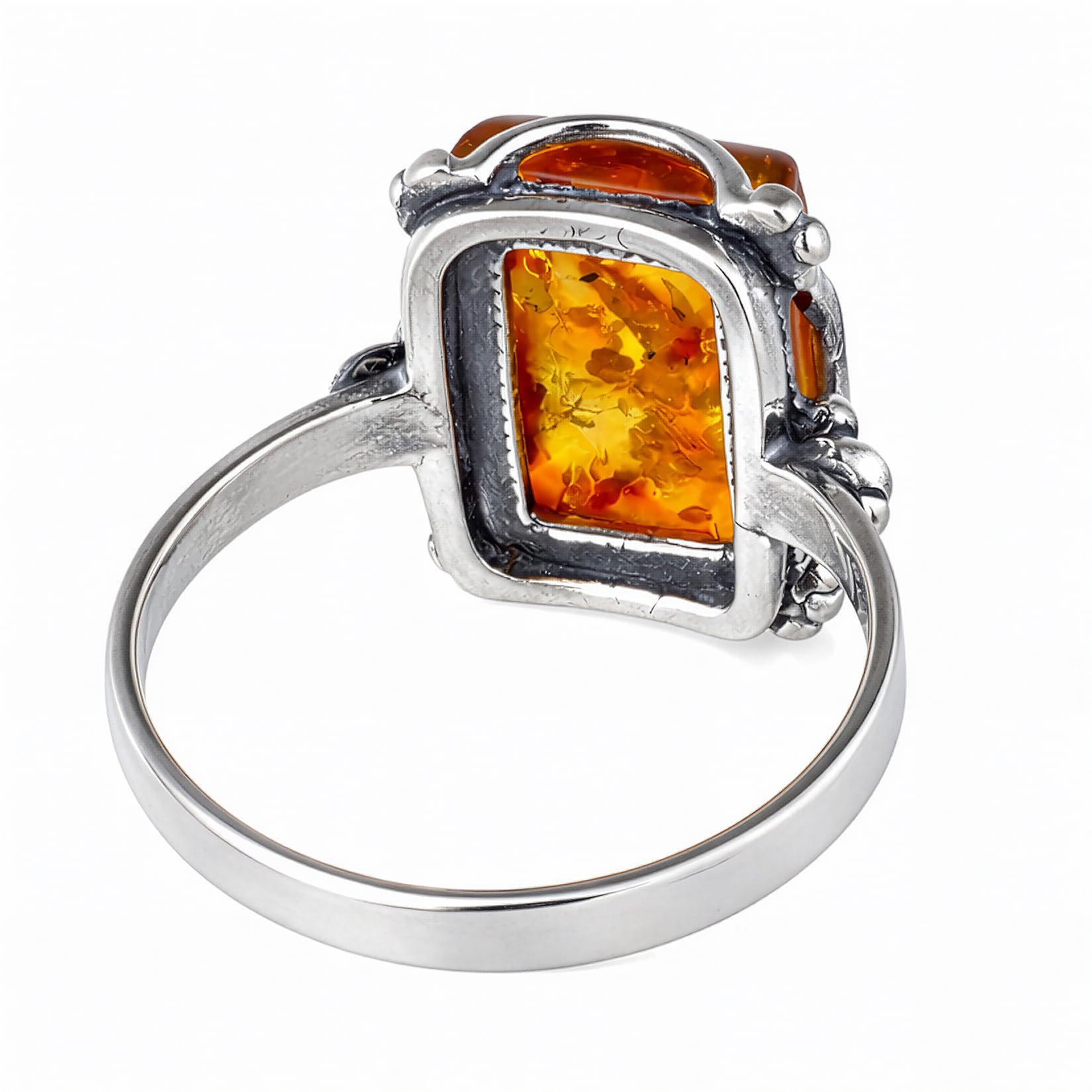 Holiday Gift Shops Sterling Silver and Baltic Honey Amber Rectangle Ring Makell: 6