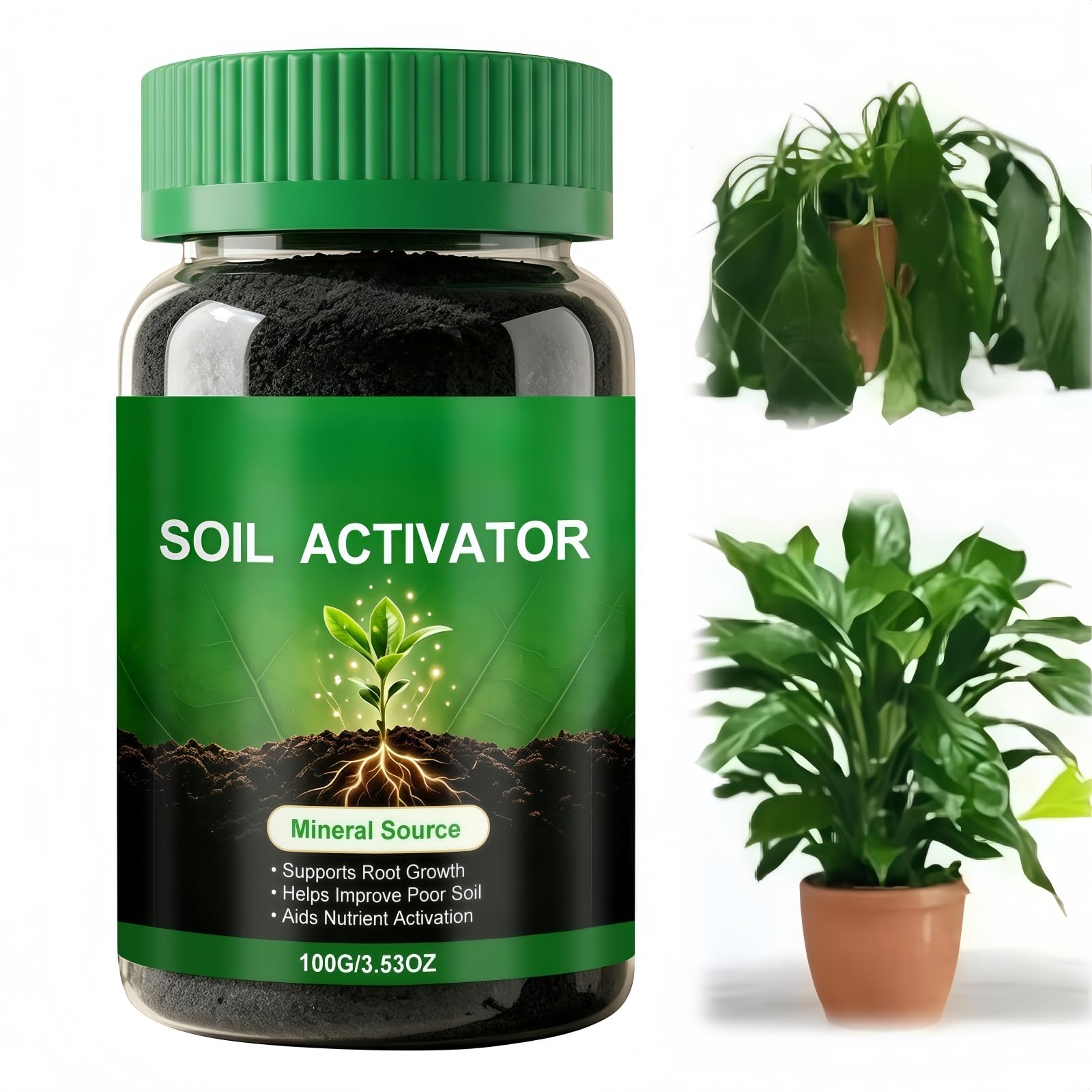 House Plant Soil Improver & Conditioner - 100g Bottle Soil Activator for Garden,Promotes Plant Growth,Easy to Use,Enhances Soil