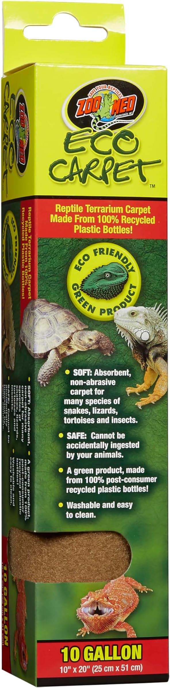 Zoo Med Eco Carpet Reptile Carpet - Tan 10 Gallon (10" x 20") - Pack of 2