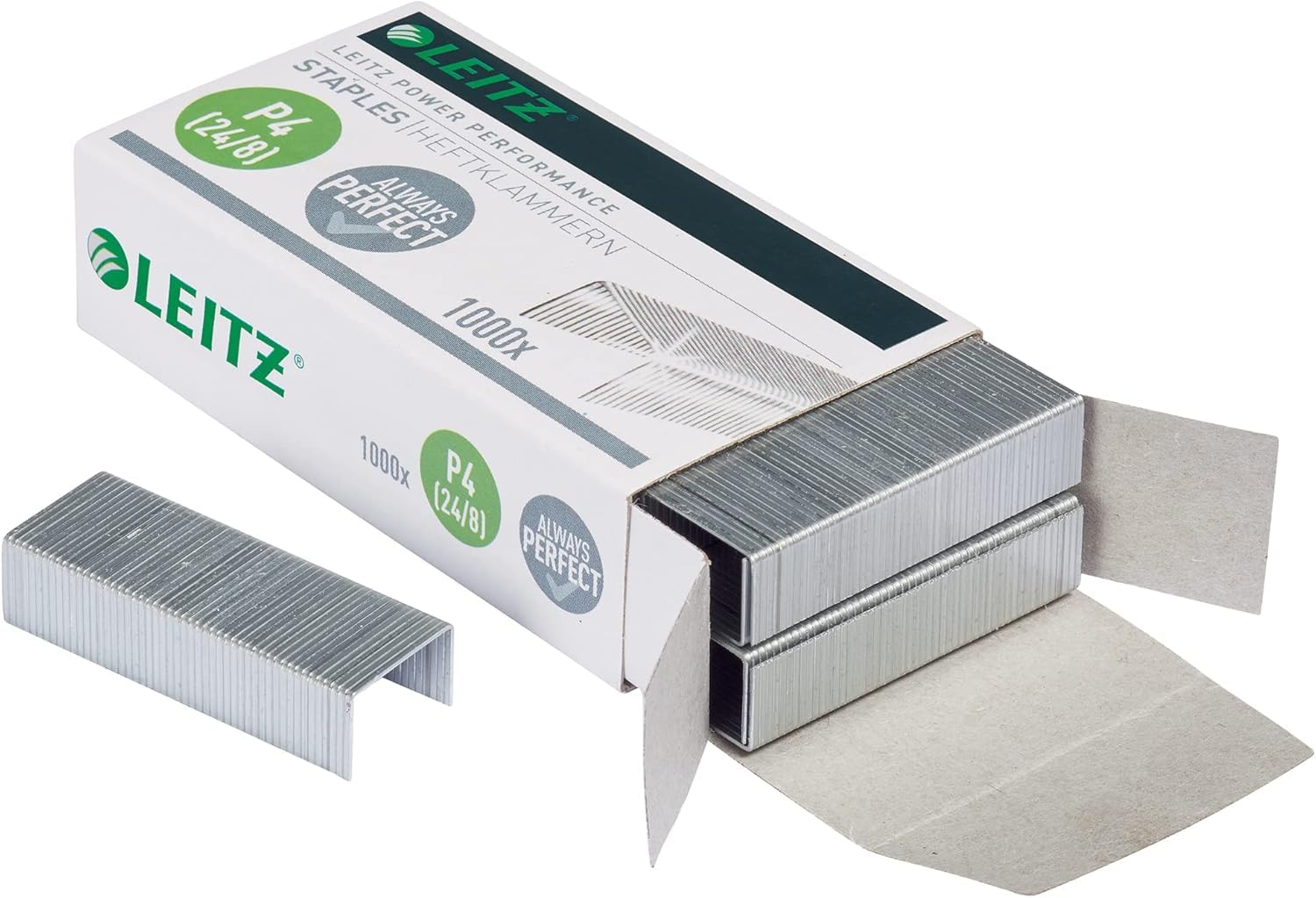 Leitz Power Performance Heftklammern P4 (24/8mm) P3 (24/6mm), Verzinkt (P4 24/8, 10 x 5000 Stück)