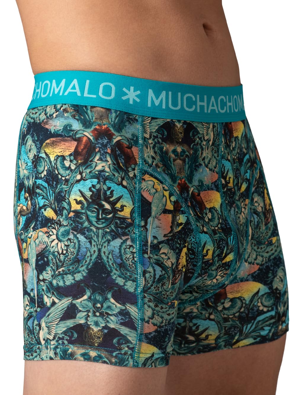 Muchachomalo Boxer da uomo, biancheria intima in cotone da uomo, confezione da 4 pezzi, boxer stampati, taglio classico, con elastico in vita