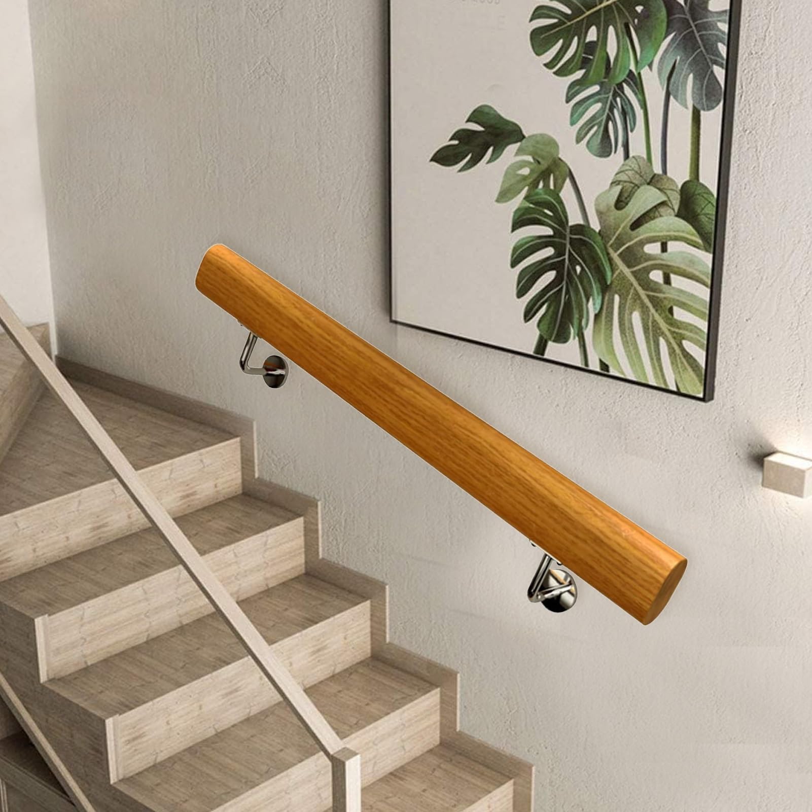 Rampe d'escalier en bois moderne de 30 à 450 cm avec support mural