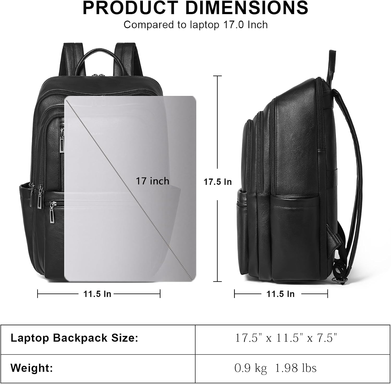 Shrrie Leather Laptop Backpack for Women, 17 inch Large Travel Laptop Backpack Purse for Casual Daypack College Work Bag - Image 3