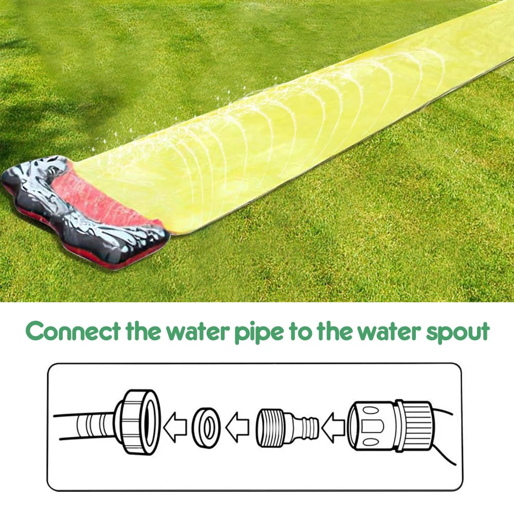 Wasserrutsche Garten, 188in x 27in/480 x 70 cm Wasserrutschbahn mit Bodyboard, Rutschbahn Outdoor Wasser mit eingebautem Sprinkler, Single Rasen Wasserrutschmatte für Sommer Garten Outdoor Pool