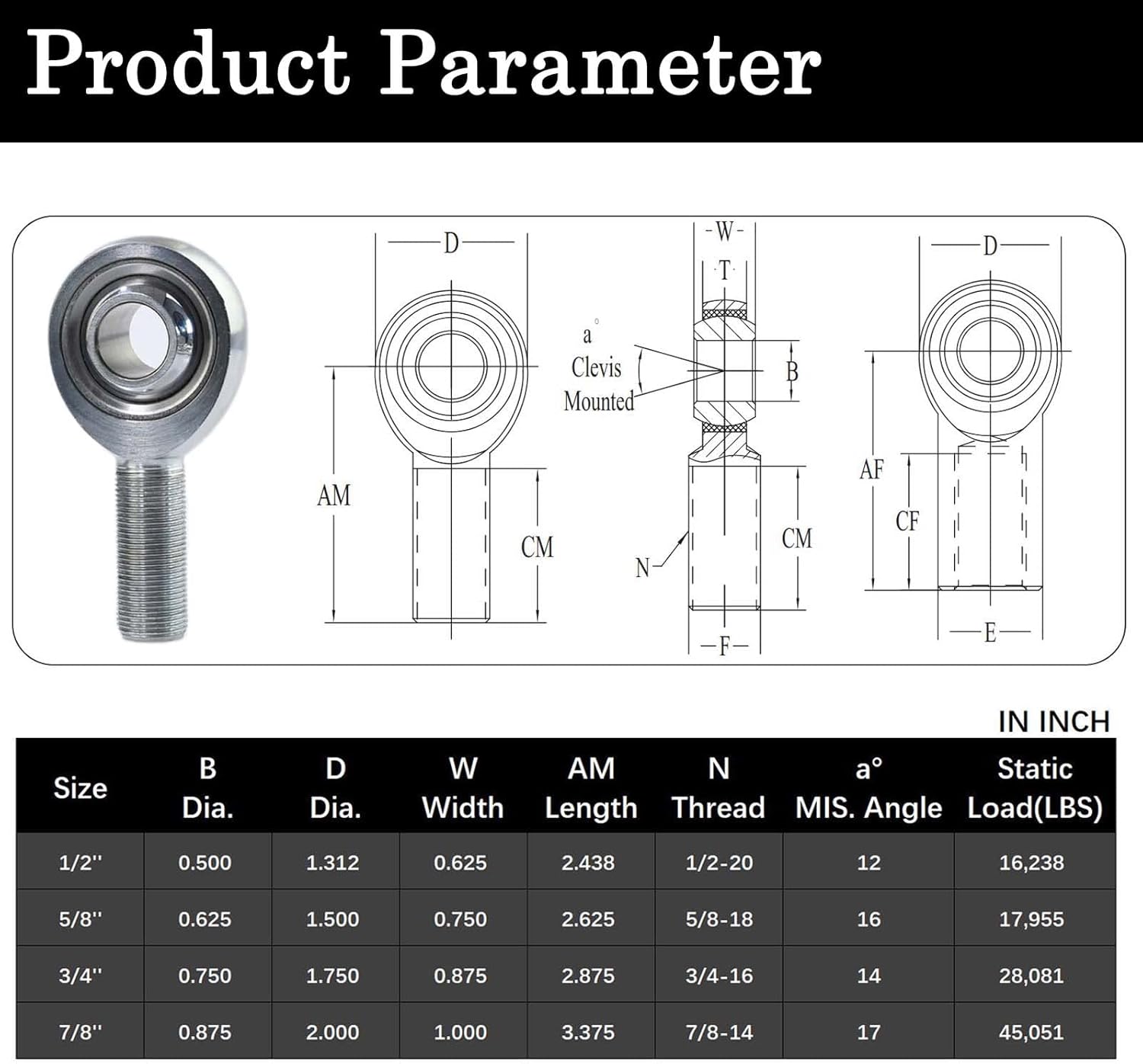 3/4” Heim Joints Rod End, JMX Series 3-Piece Heavy Duty .75" Chromoly Joints Panhard Rod End Kit with Jam Nuts