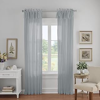 Elrene Home Fashions Jolie Crushed Semi-Sheer Window Curtain, Adjustable Tie-Top Single Panel, 52