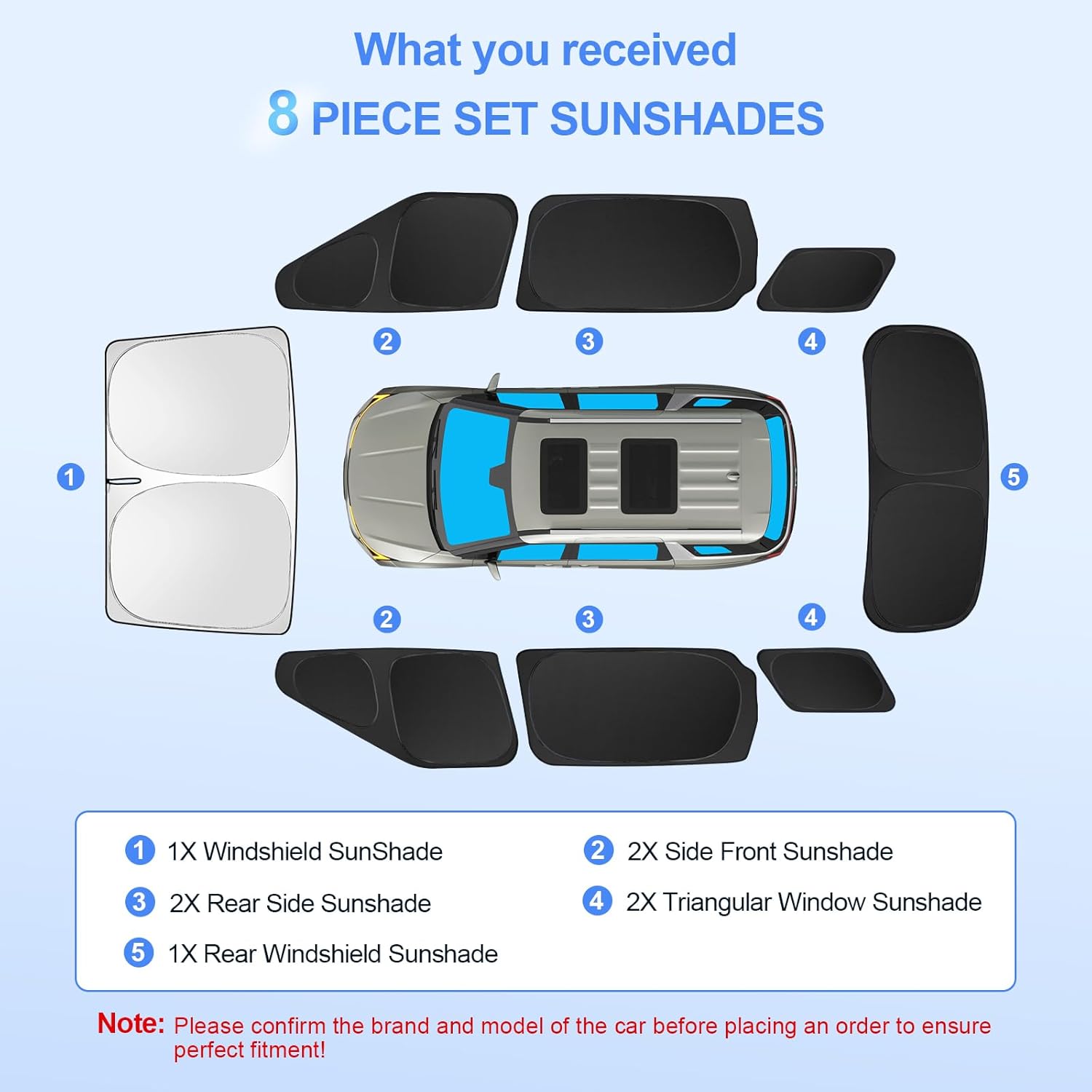 8pcs Car Window Shades for Kia Carnival 2022-2025 Accessories,Windshield Side Rear Full Sunshade,Sun Visor UV Blocking, Privacy Protection and Blackout for Camping Outdoor