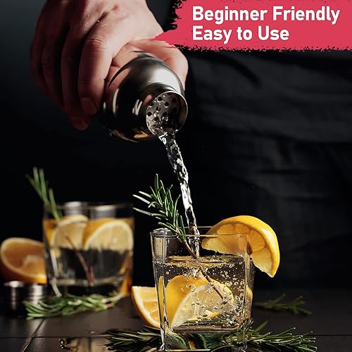 Miniatura 5 de Coctelera de 23 onzas, coctelera de Martini, barra agitadora de bebidas, herramientas con colador integrado para camarero, mezclador profesional de