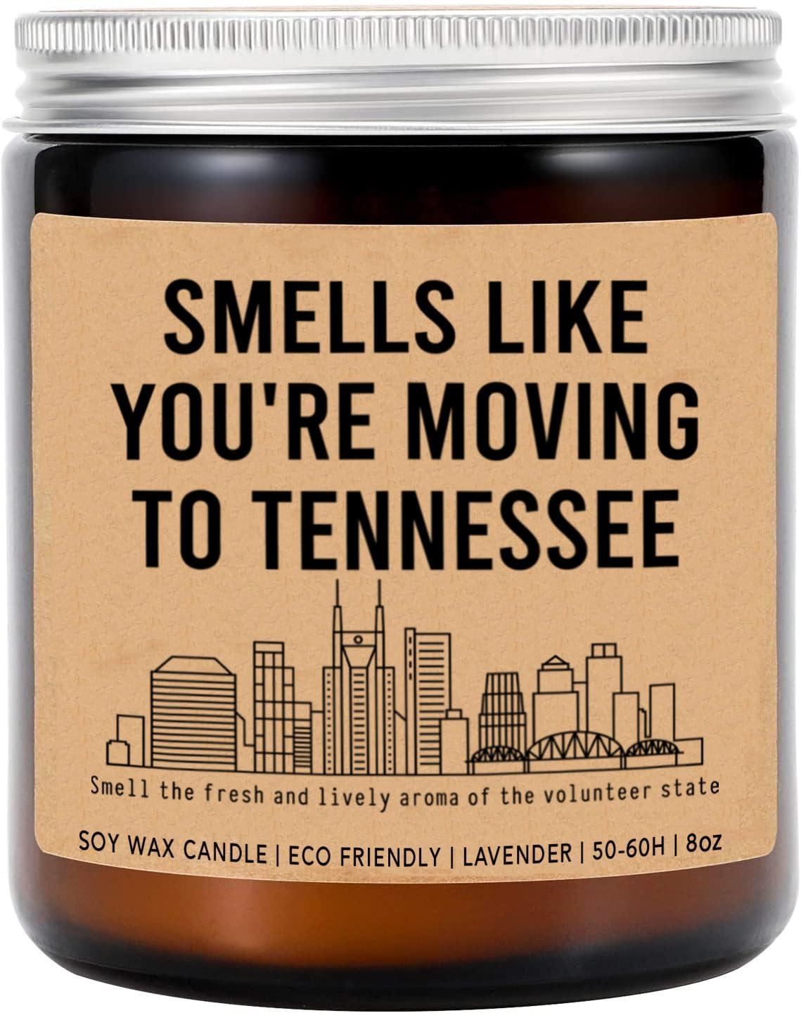 Smells Like You're Moving to Tennessee Candle - Moving to Tennessee Gift - Tennessee Candle - New Tennessee Job Gift - Tennessee Housewarming Gift - Lavender Fragrance - 8Oz Soy Wax Candle