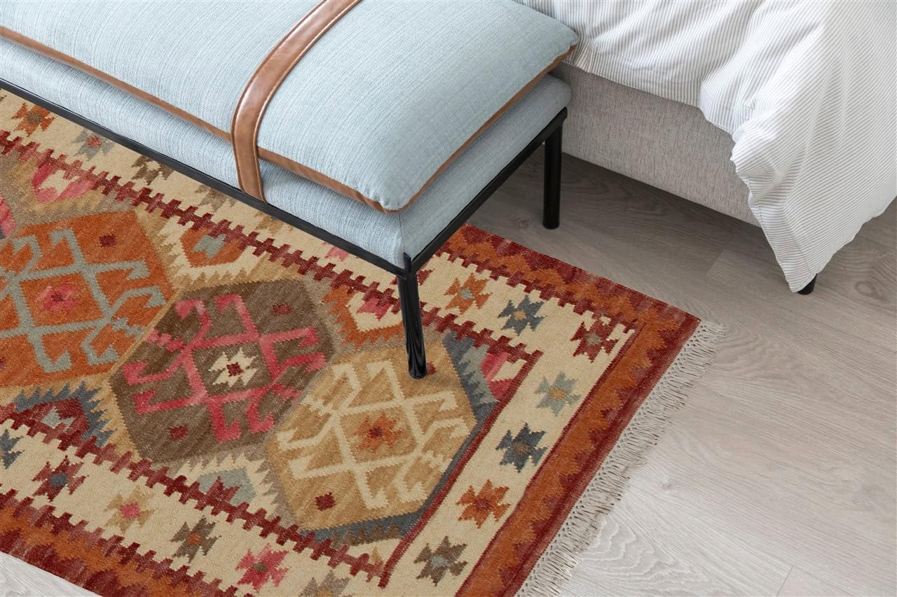 Tapis Kilim KABAN - 180 x 60 cm - Qualité Premium, style classique élégant - Chemin de couloir, entrée ou tapis de lit