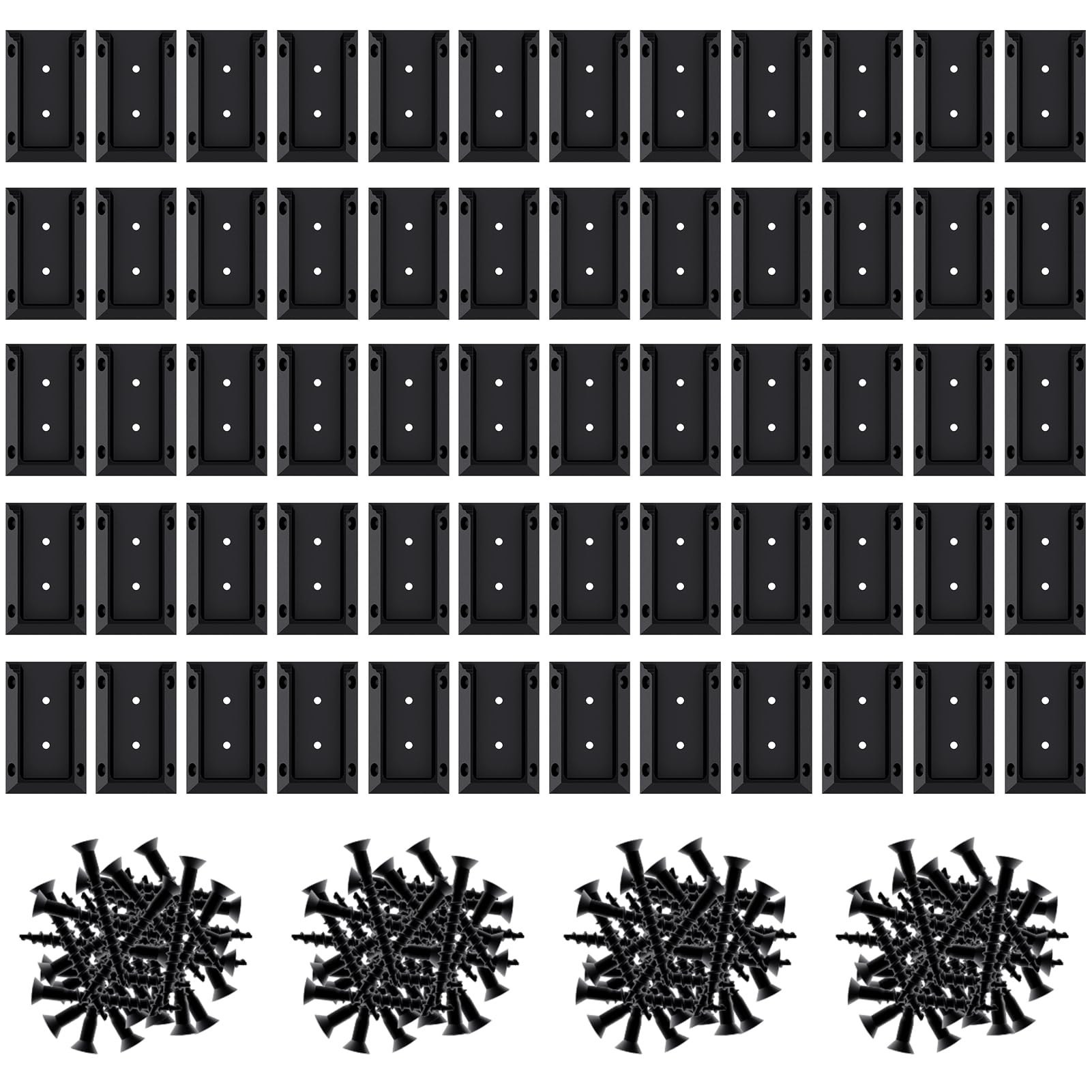 Goovilla Deck Railing Bracket, 60PCS Deck Railing Connectors for 2x4 Wood Post with 360PCS Rustproof Screws, Sturdy Nylon Deck Rail Brackets for Stair Wooden Handrail, Fence or Porch Rails, Black