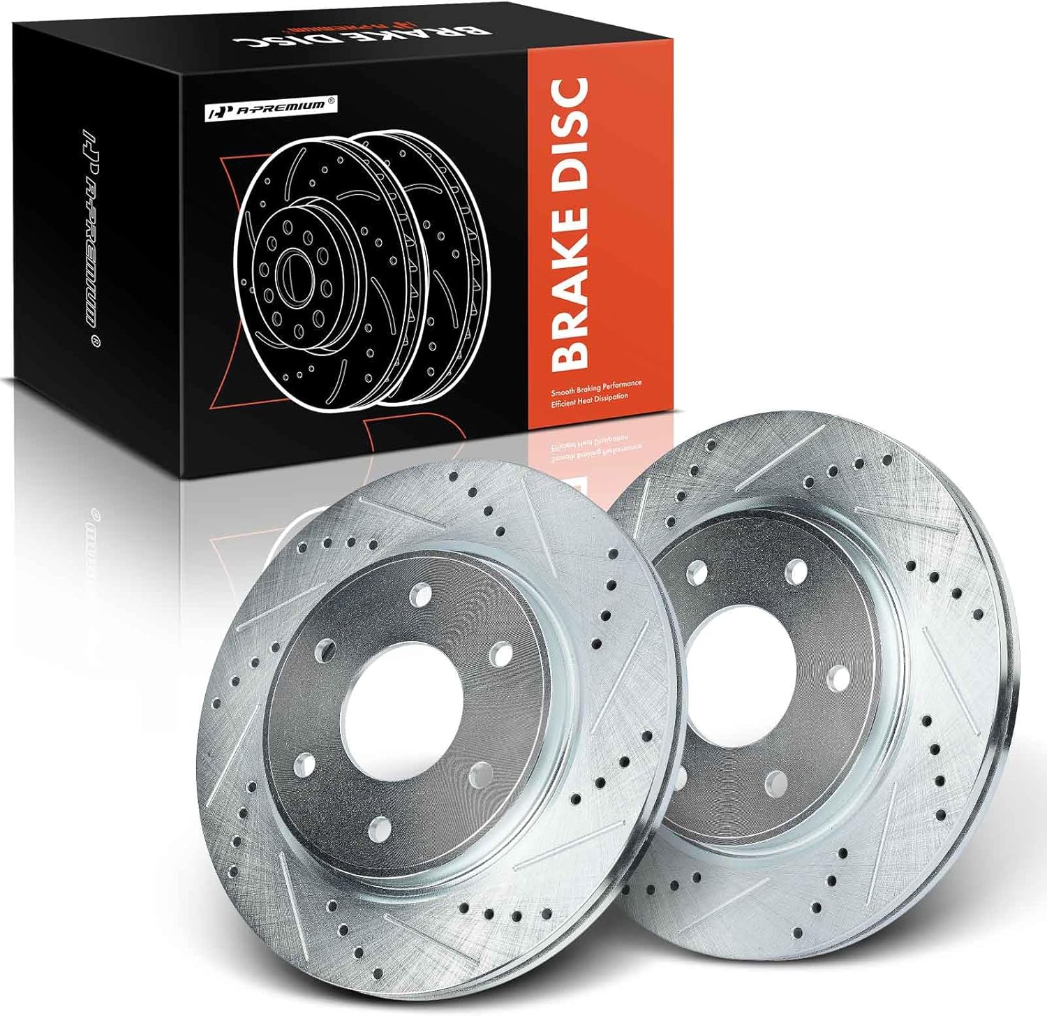 A-Premium 12.60 inch (320.1mm) Front Drilled and Slotted Disc Brake Rotors Compatible with Select Nissan and Infiniti Models - Armada 2005-2006, Titan 2005-2007, QX56 2005-2006, 2-PC Set