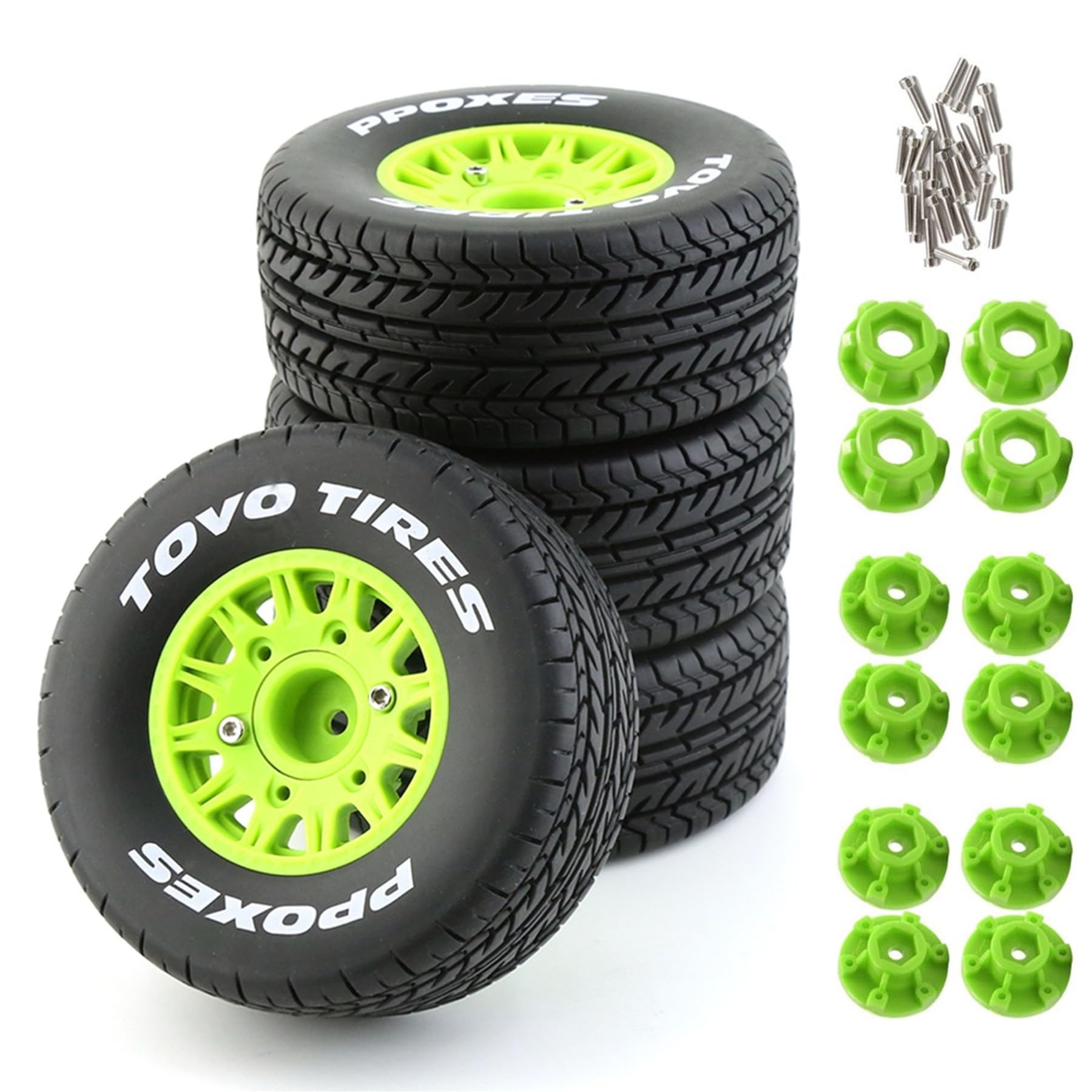 Chanmoo 1/10 RC Short Course Truck Tires And Wheels With 12mm 14mm 17mm Hex 113mm 1/8 Rubber Tyres For 1/8 or 1/10 Scale On Road Car HSP Sonic 94102