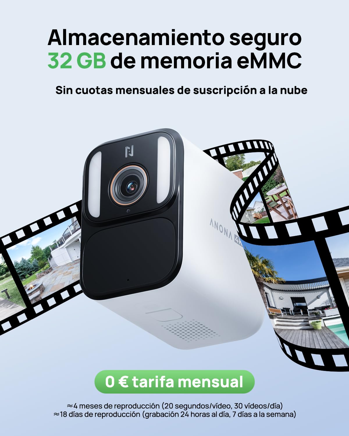Anona Aurora 4K(8MP) Cámara Vigilancia WiFi Solar Exterior, Detección IA